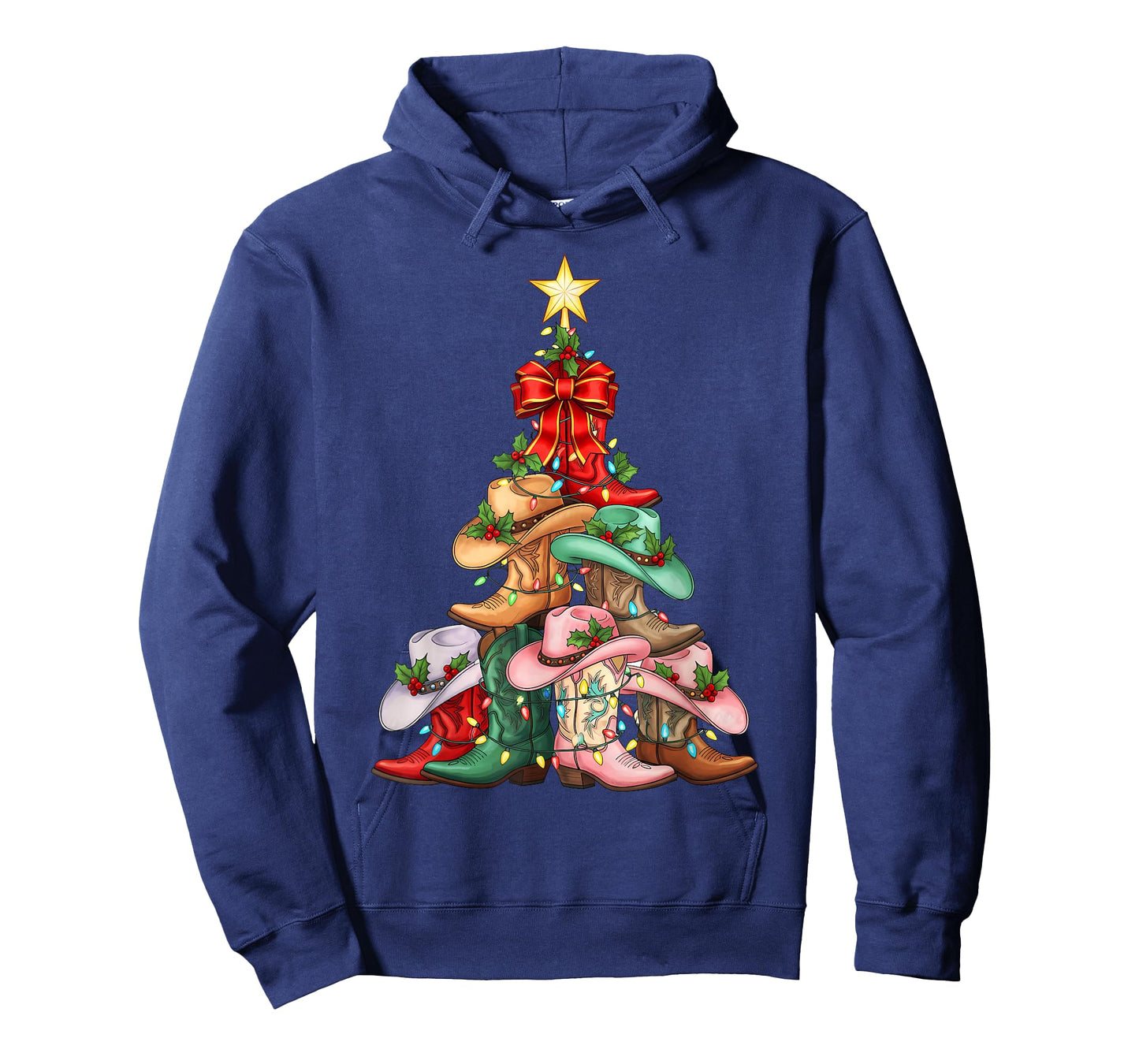Howdy Christmas Tree Western Cowgirl Boots Xmas Lights T-Shirt