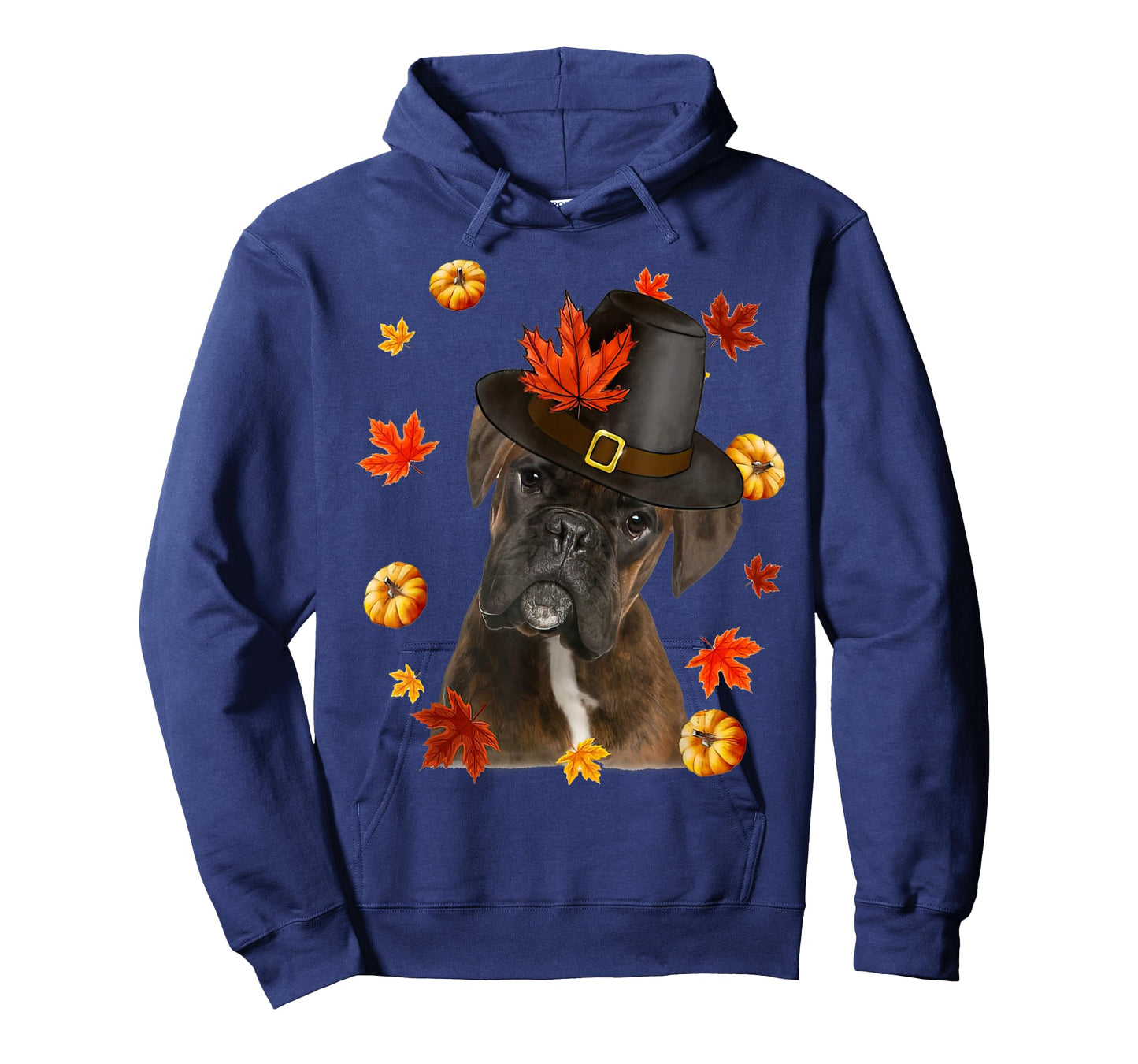 Boxer Dog Pilgrim Hat Fall Happy Thanksgiving Day T-Shirt