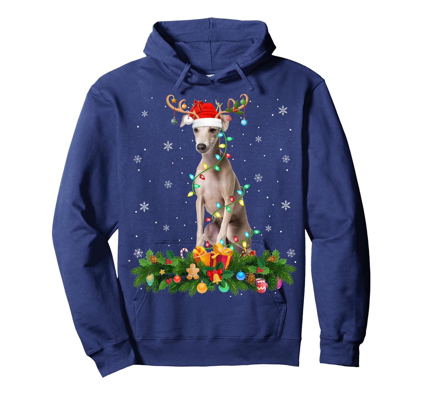 Xmas Holiday Reindeer Santa Italian Greyhound Dog Christmas T-Shirt