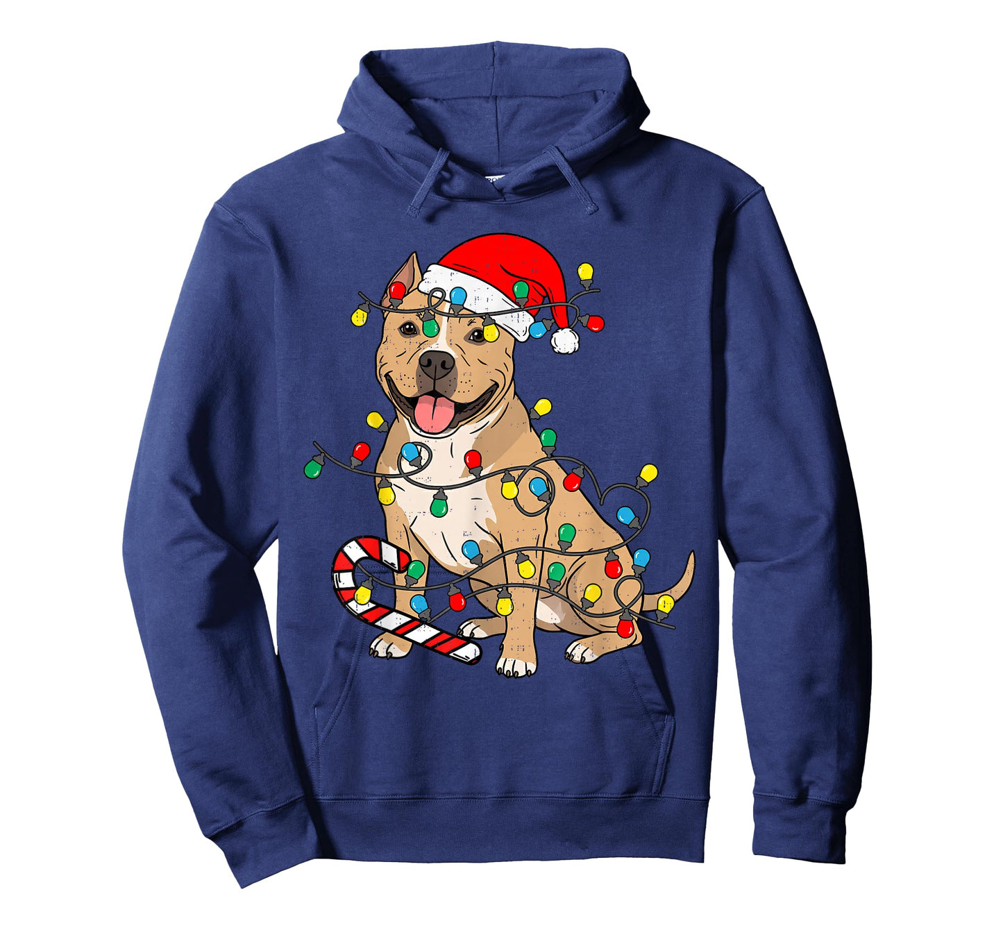 Pitbull Dog Christmas Lights Santa Xmas Pet Dog Lover T-Shirt