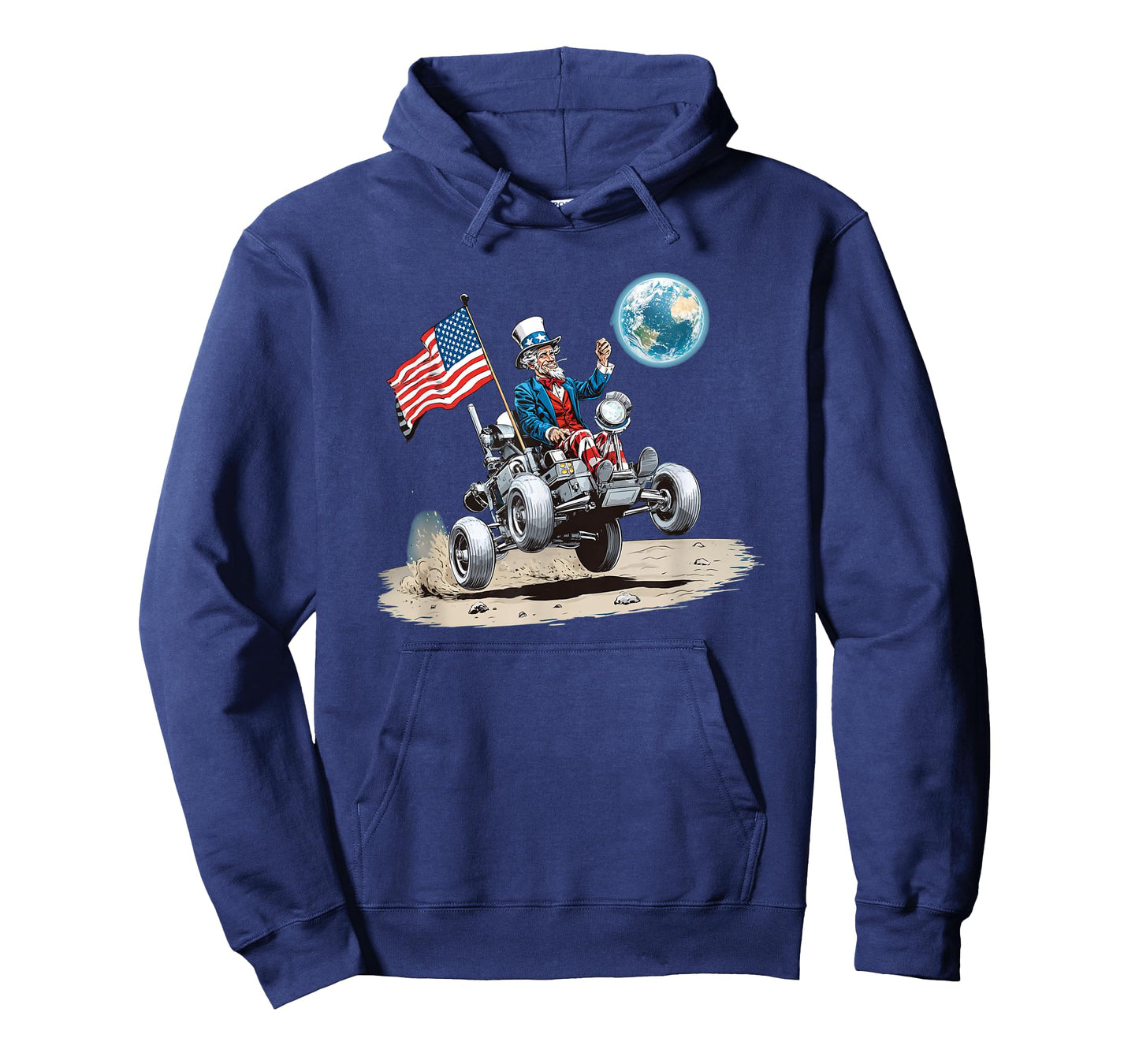 Nice Moon Vehicle with Patriotic Flag and Earth T-Shirt