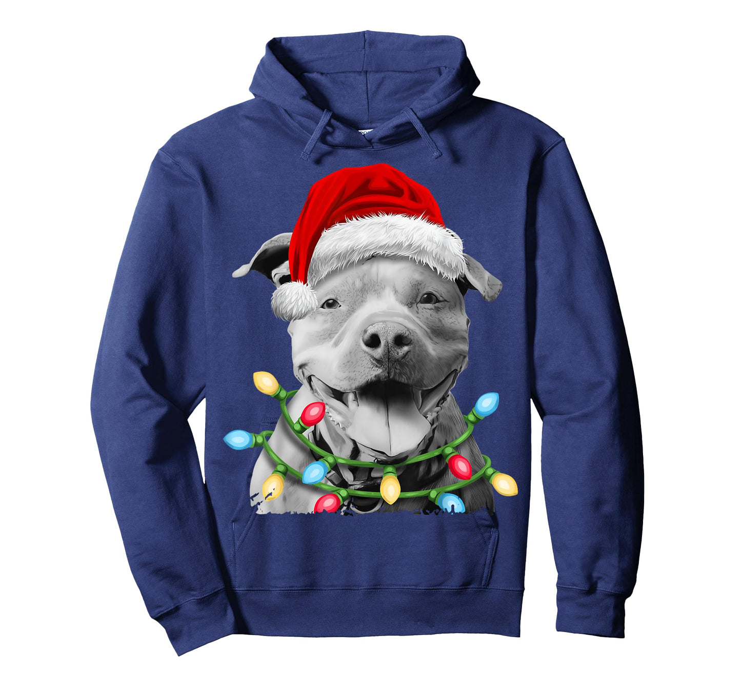 Pit Bull Santa Christmas Tree Lights Xmas Boys Dog Dogmas T-Shirt