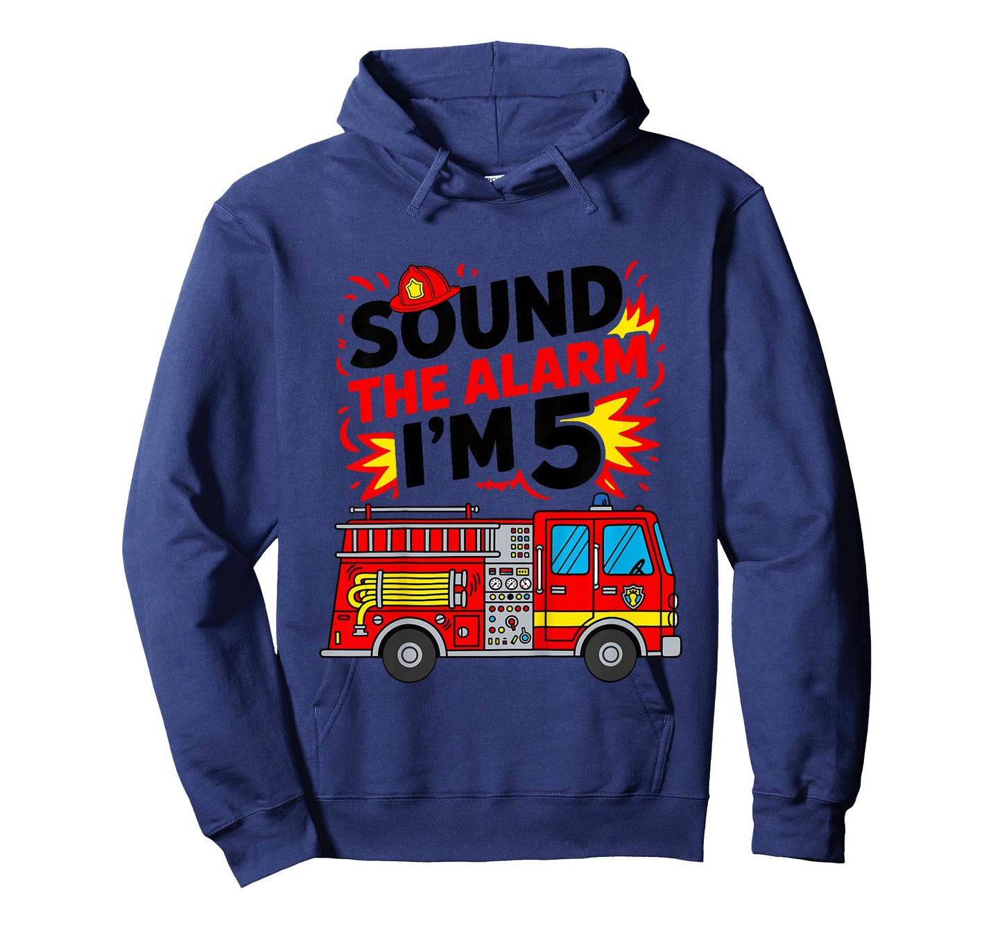 Kids Sound The Alarm I'm 5 Fire Truck 5th Birthday Boys Kids T-Shirt
