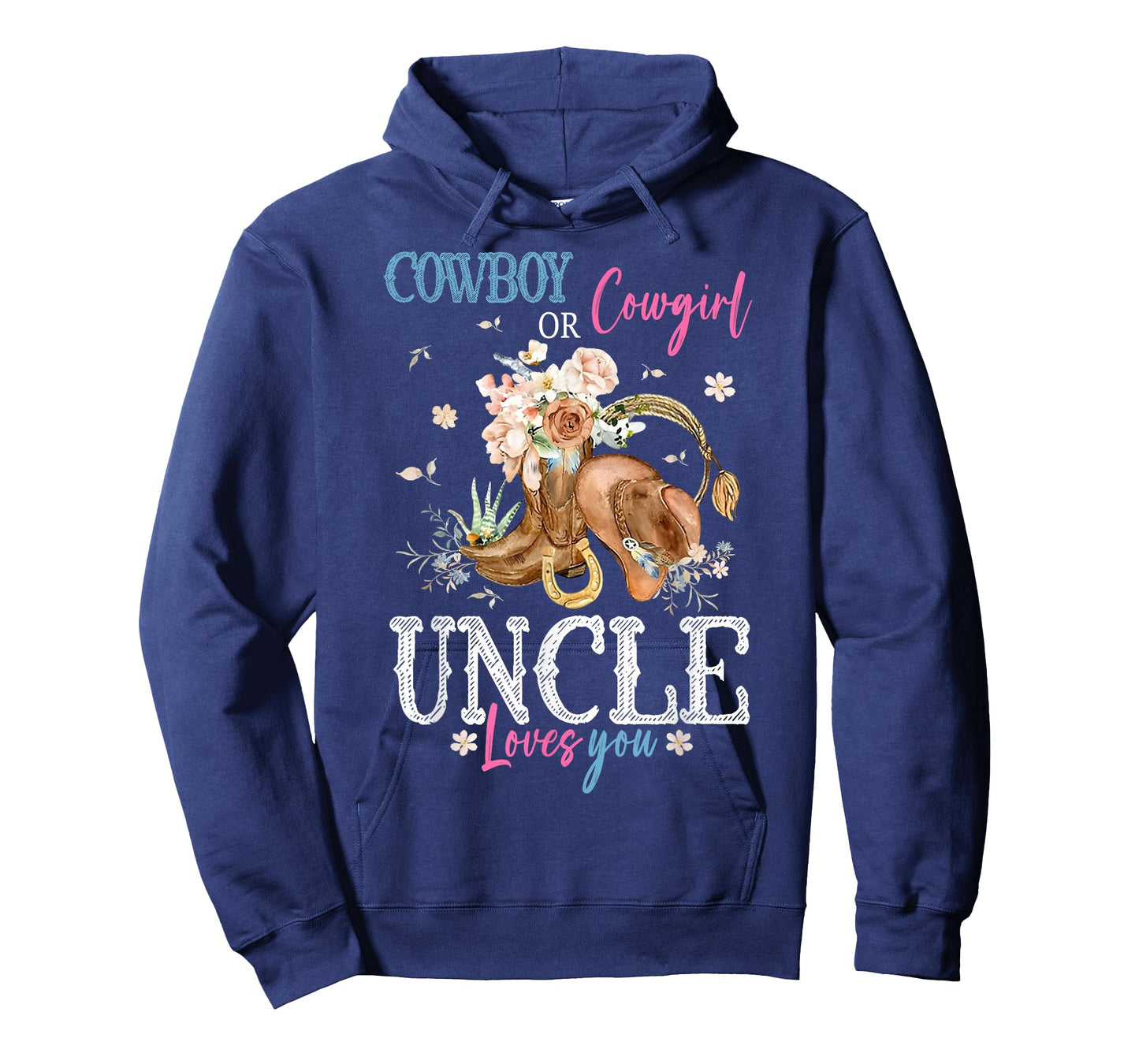 Cowboy or Cowgirl Gender Reveal Party Announcement Uncle T-Shirt