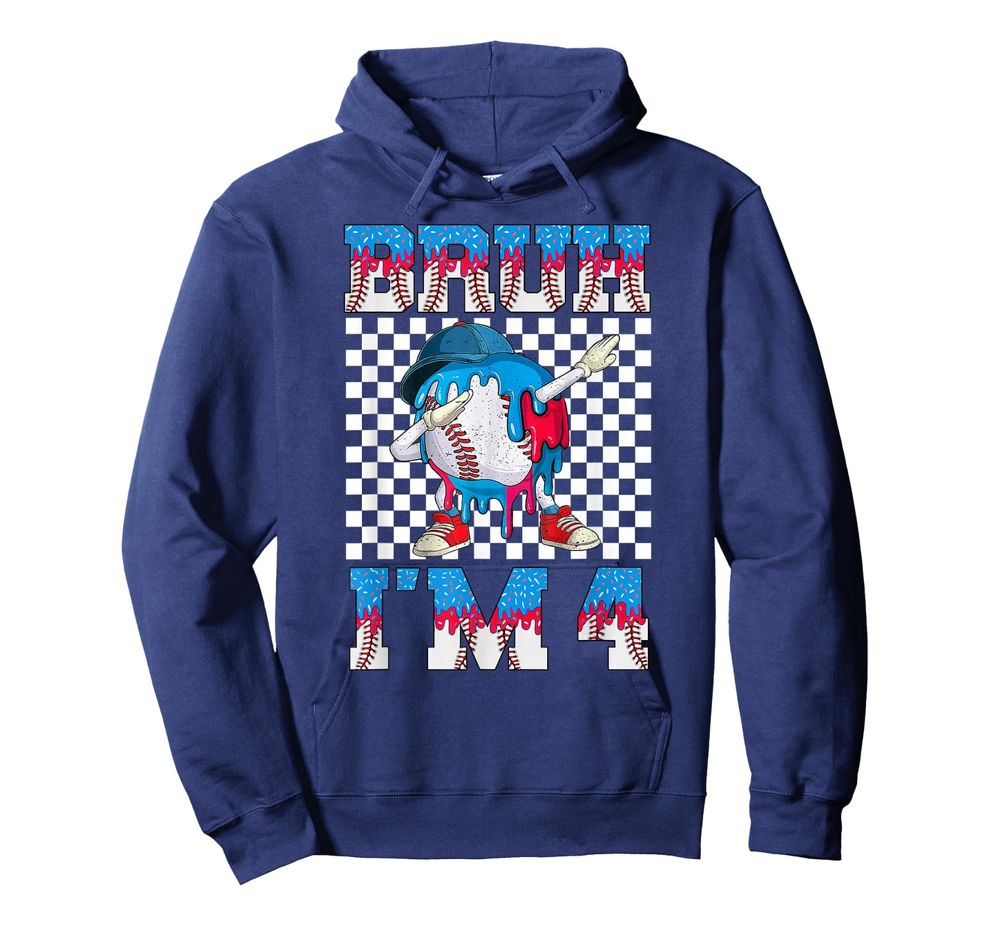 Bruh 4th Birthday Boy Baseball Ice Cream Drip 4 Year Olds T-Shirt