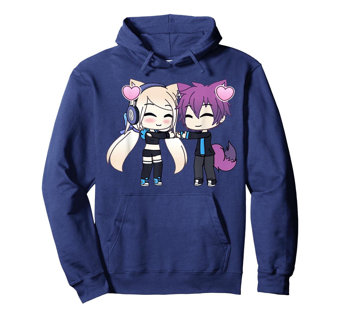 Cute Chibi Style Kawaii Anime Girl and Boy Couple and Hearts T-Shirt