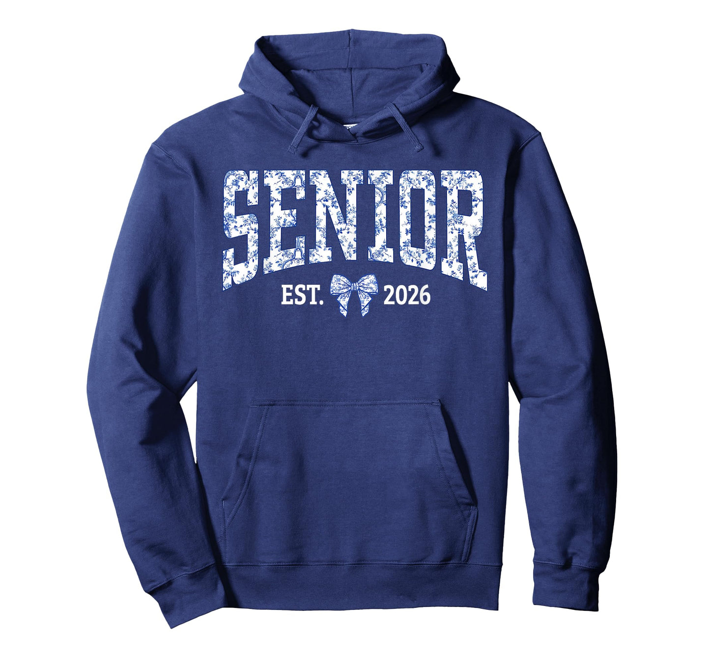 Senior 2026 Graduation Class Coquette Bow Blue Toile Floral T-Shirt