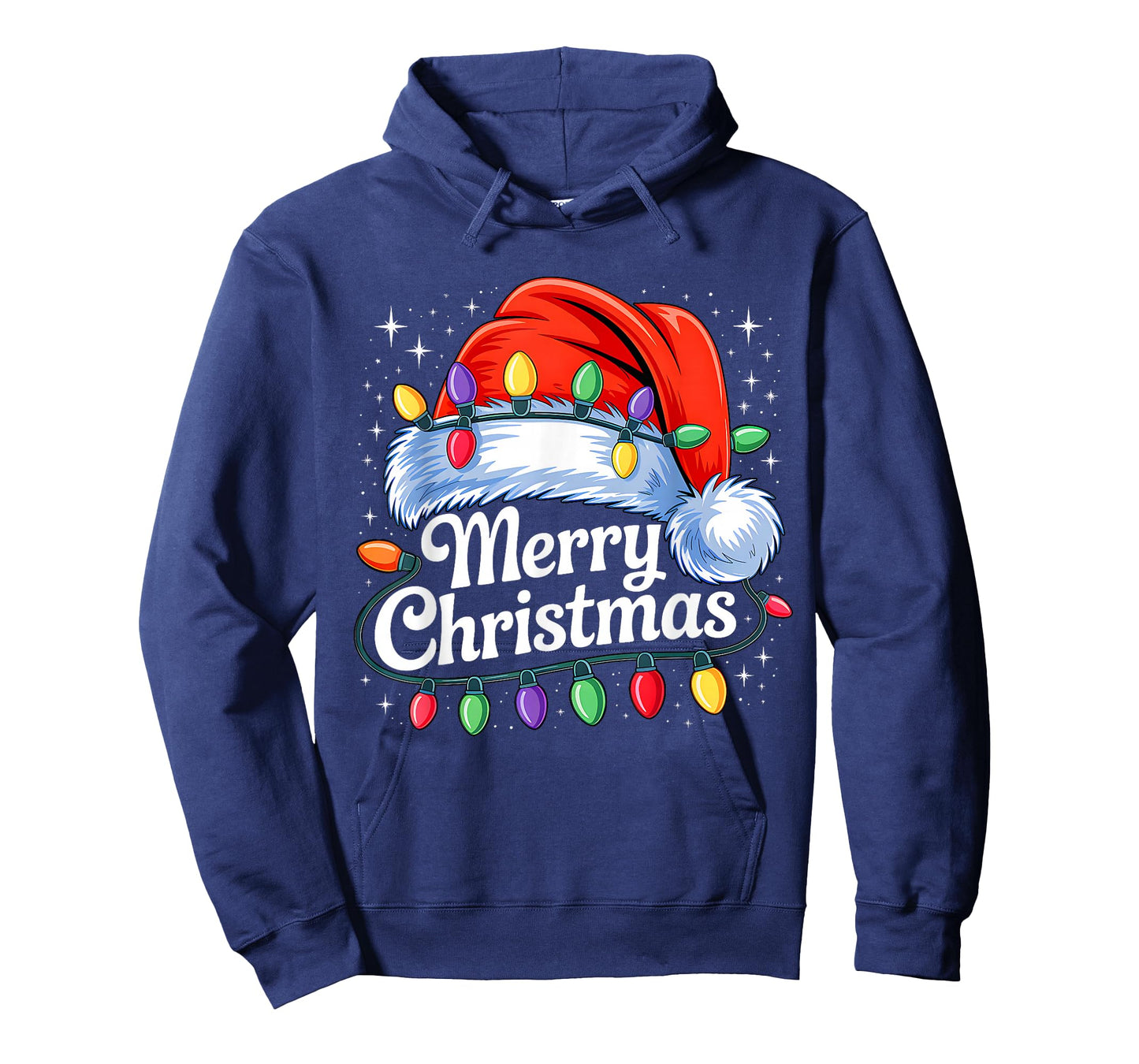 Merry Christmas Lights Red Santa Hat Xmas Family Men Women T-Shirt