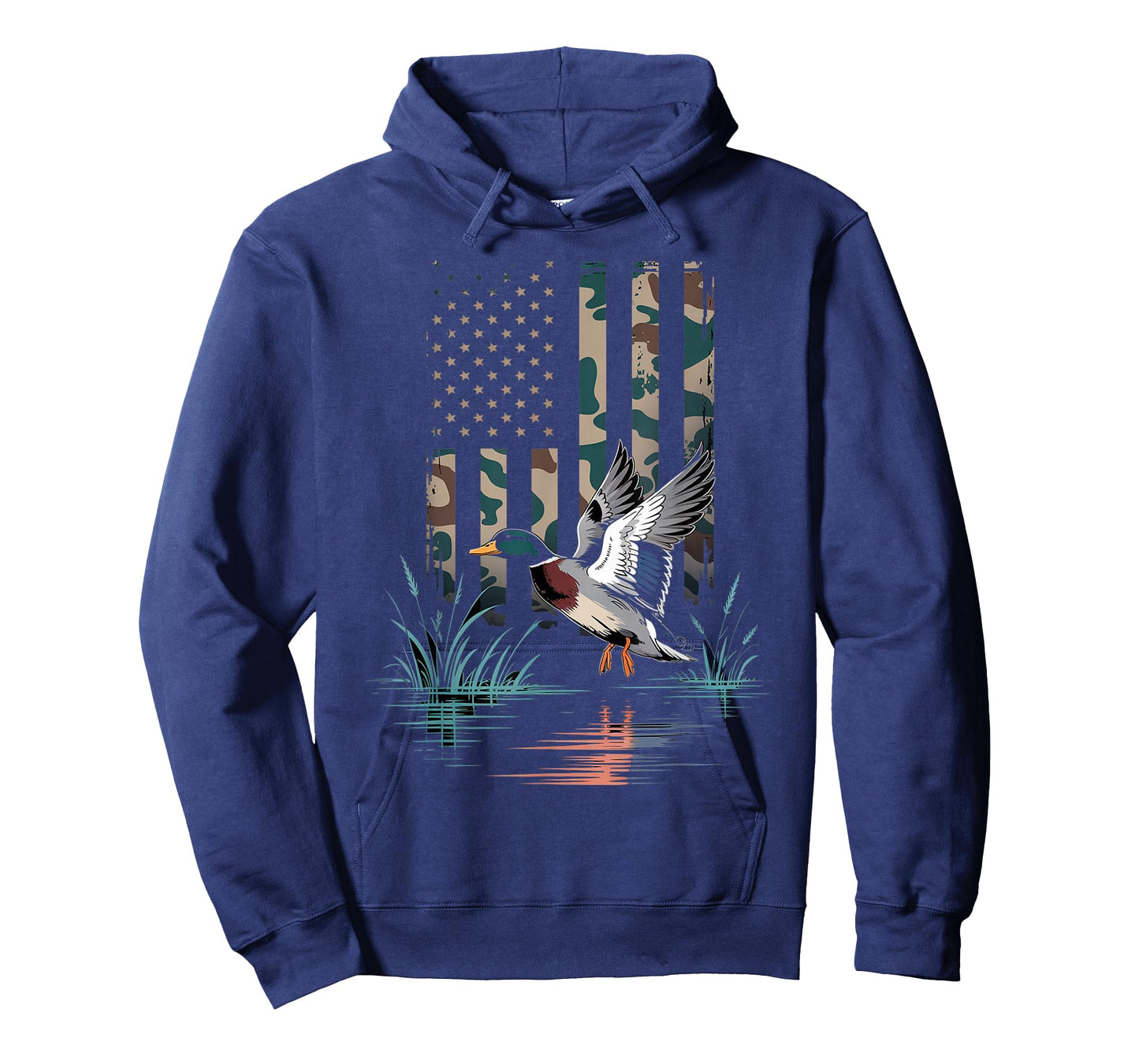 Camo Duck Hunting American Flag Waterfowl USA T-Shirt