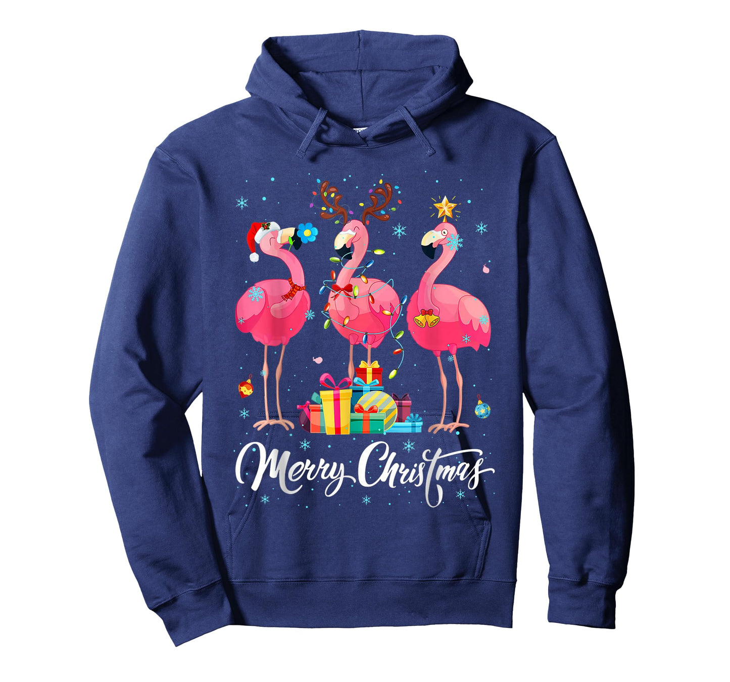 Merry Christmas Hat Santa Flamingo Light Christmas Snow Xmas T-Shirt