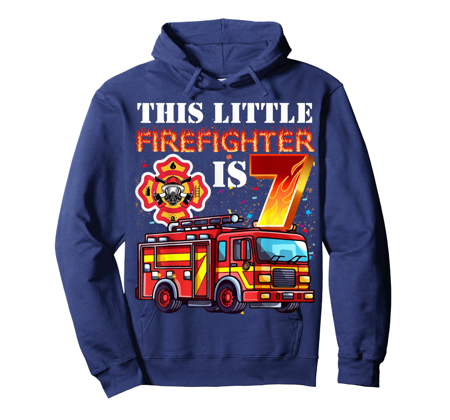 Kids 7 Year Old Firefighter Birthday Party Fire Truck 7th T-Shirt