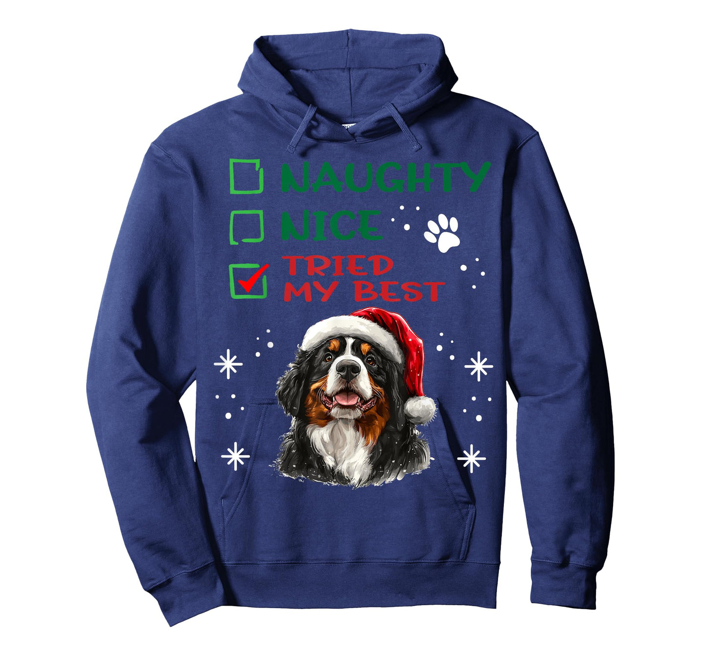 Cute Bernese Mountain Dog Christmas Naughty Nice Tried my T-Shirt