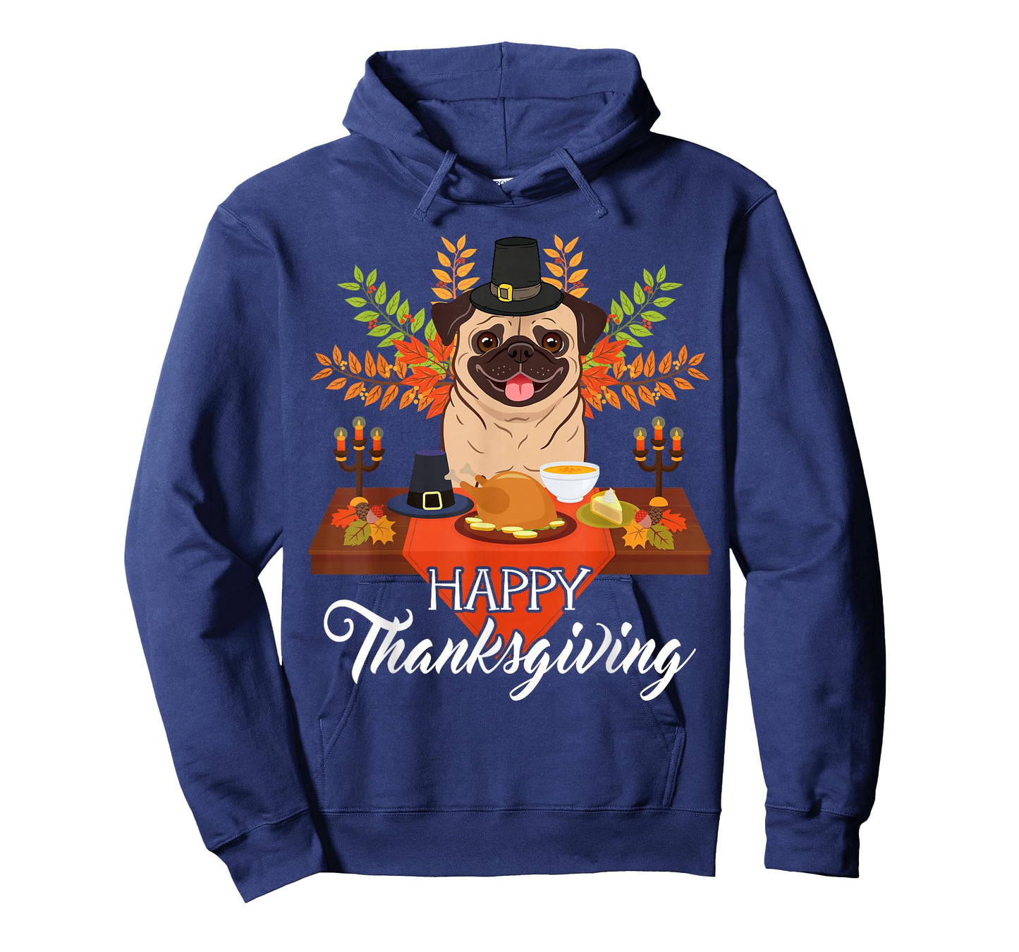 Dog Lovers Cute Pug Turkey Dish Happy Thanksgiving Gift T-Shirt