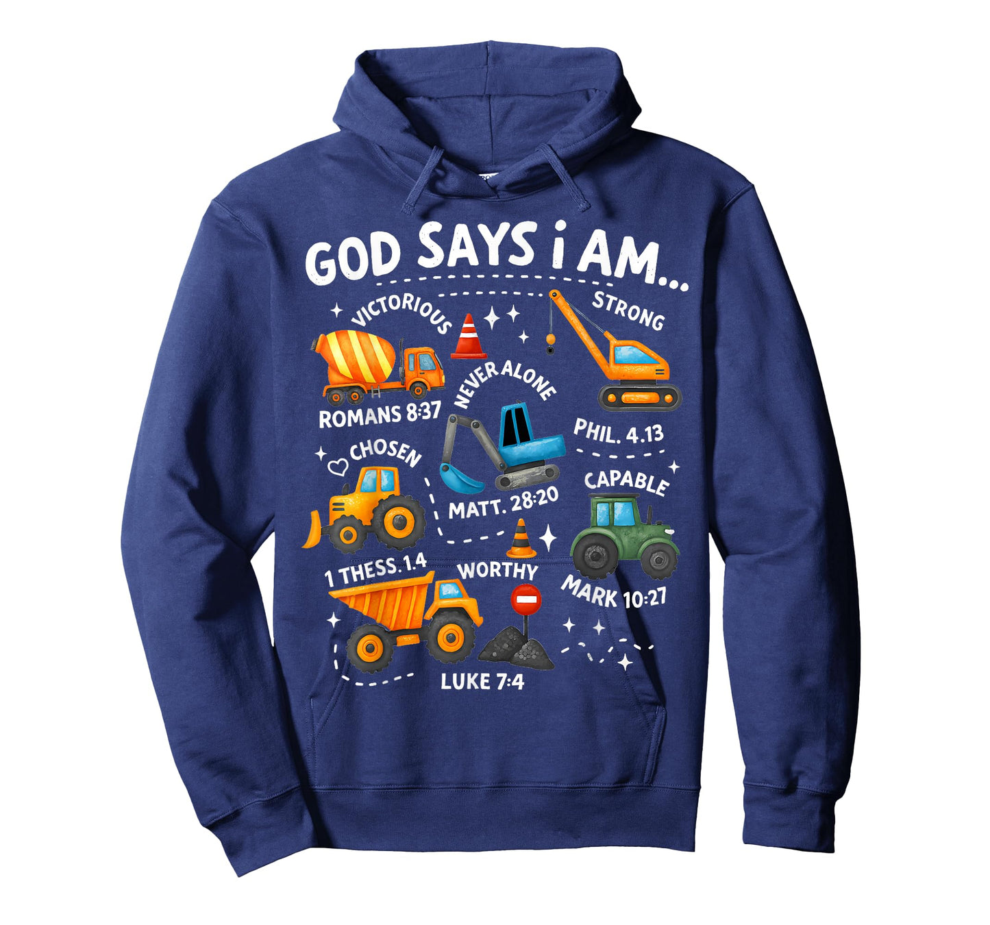 God Says I Am Christian Bible Verses Boys Construction Truck T-Shirt