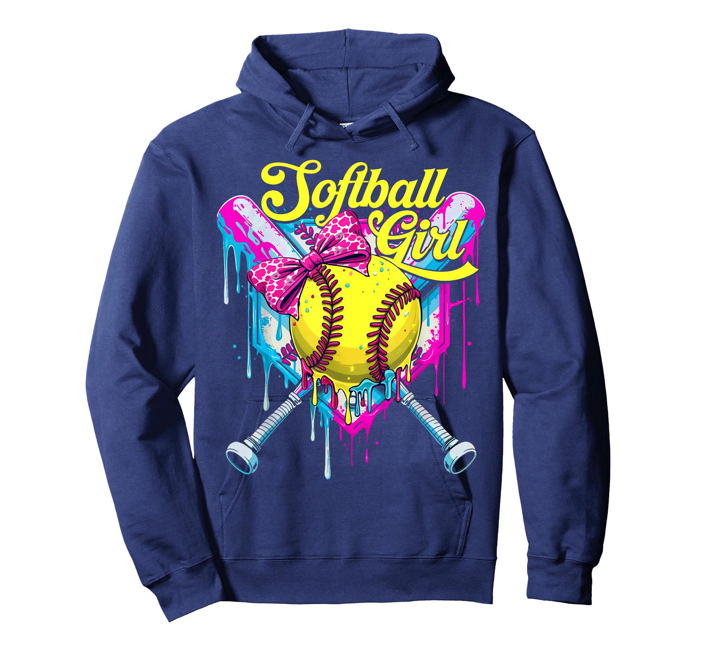 Softball Drip Girls Ice Cream Drip Youth Girl Coquette Bow T-Shirt