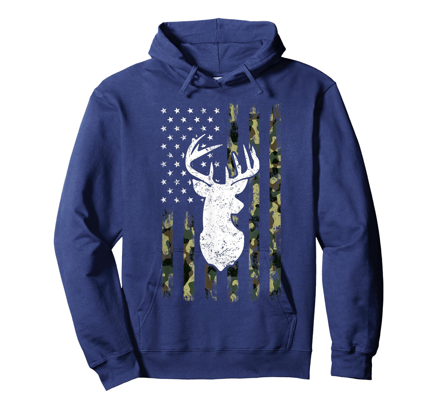 Mens Hunting Shirt American Camouflage Flag Deer Silhouette T-Shirt