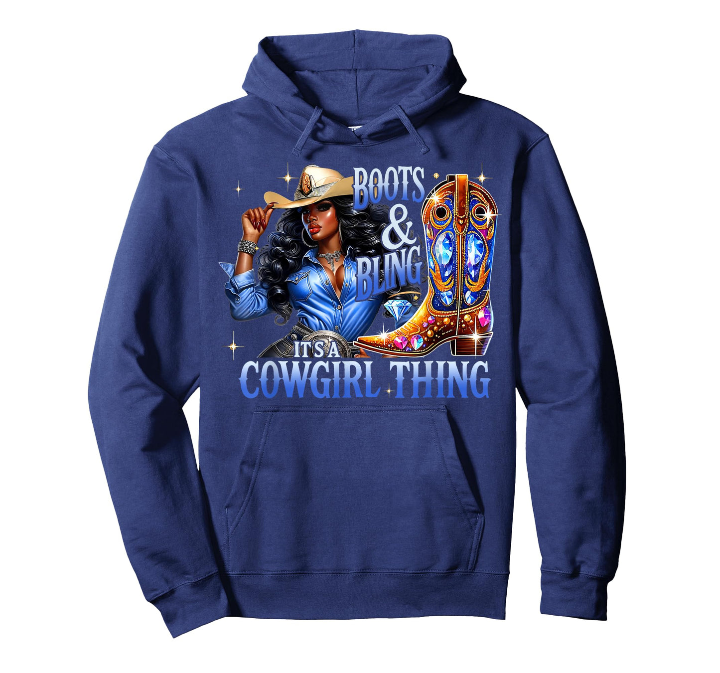 Retro Black Cowgirl Boots & Bling Its A Cowgirl Thing Women T-Shirt