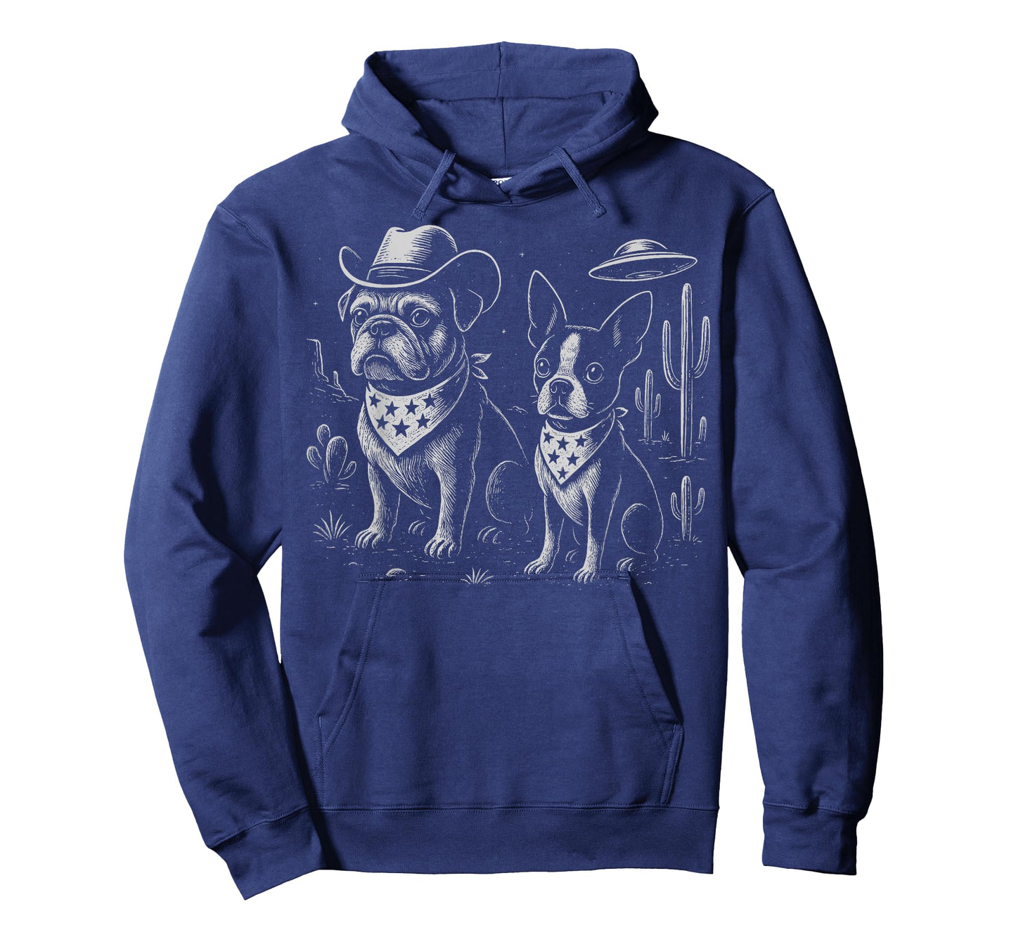 French Bulldog Cowboy Hat Boston Terrier UFO Vintage Western T-Shirt