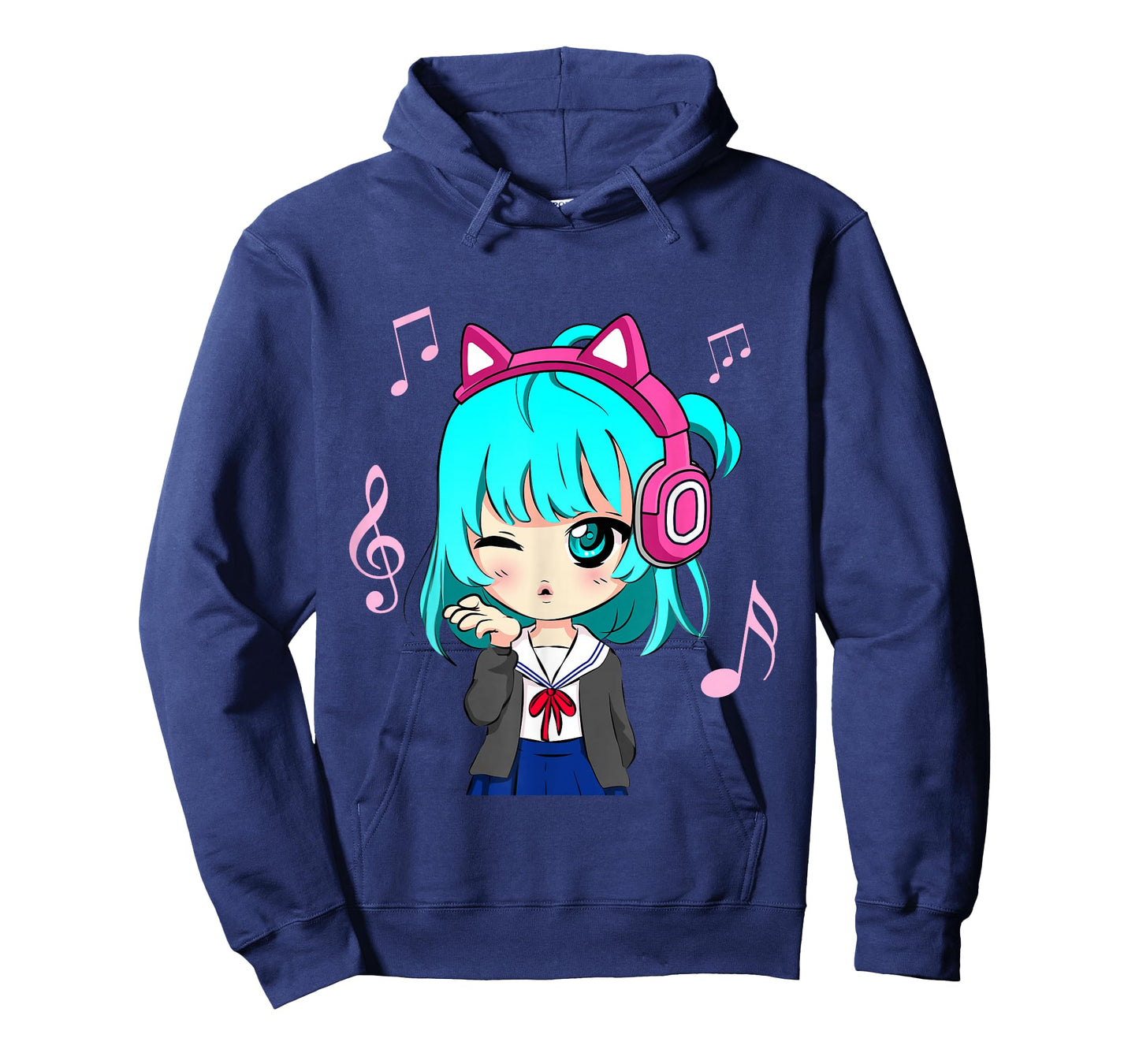 Anime and Music Girl for Teen Chibi Graphic Anime Girl T-Shirt Small