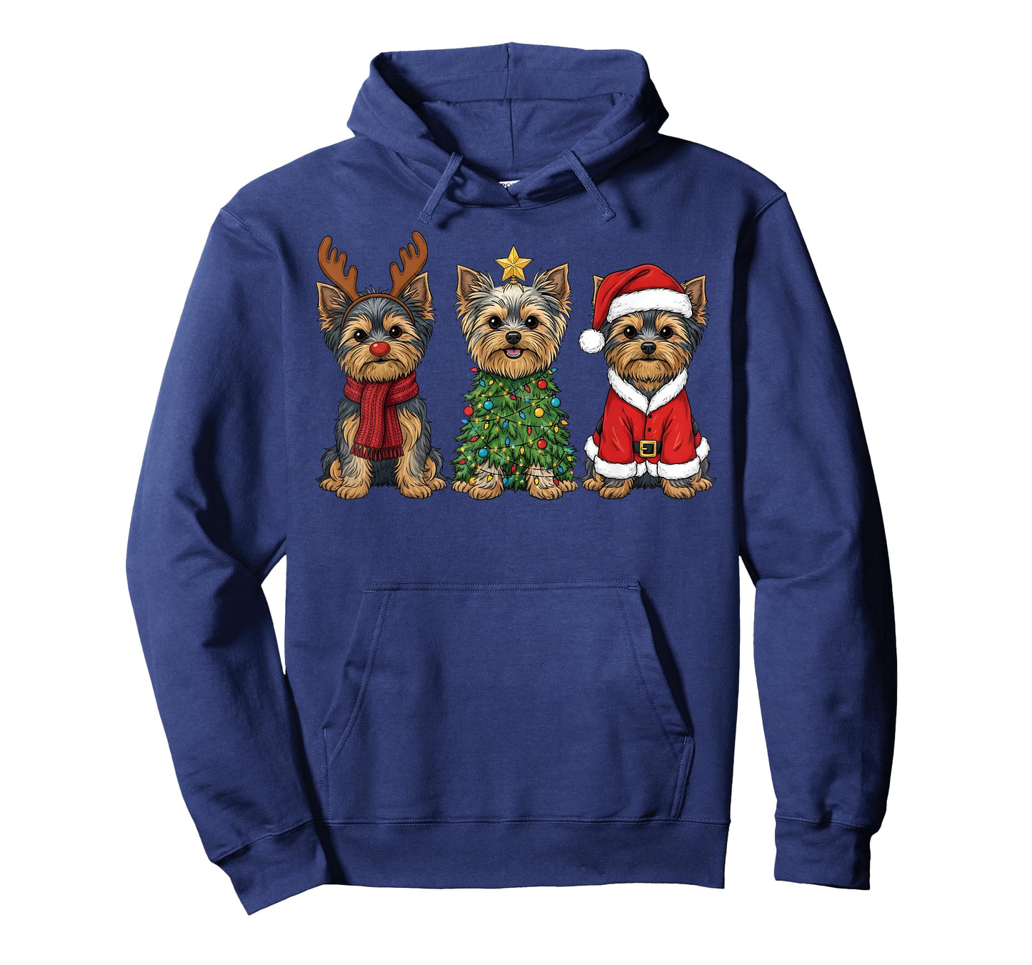 Retro Christmas Yorkshire Terrier Santa Reindeer Dog Lover T-Shirt