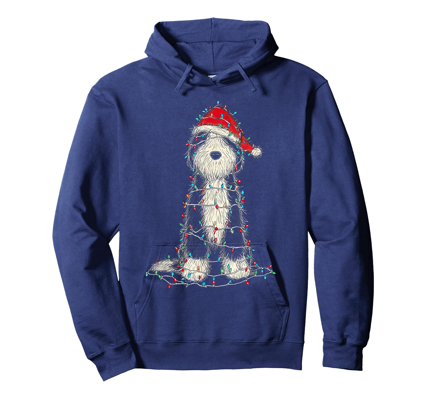 Funny Old English Sheepdog Christmas Graphics Dog Lights T-Shirt