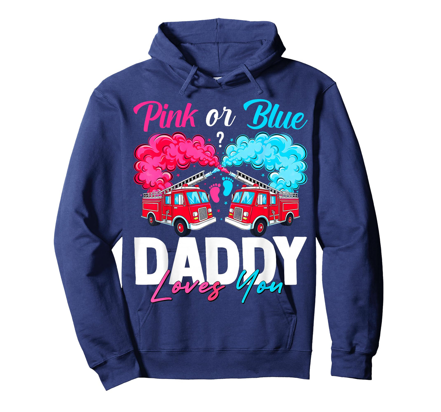 Fire Truck Firefighter Baby Gender Reveal Pink Or Blue Daddy T-Shirt