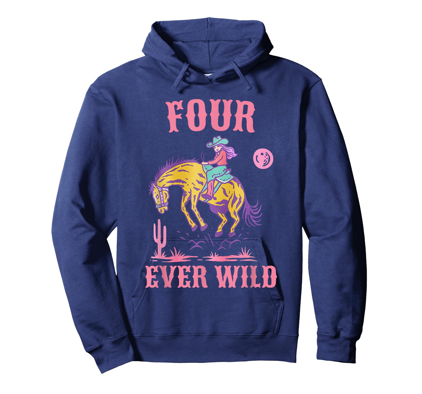Kids Four Ever Wild Cowgirl Western Rodeo 4th Birthday girl T-Shirt