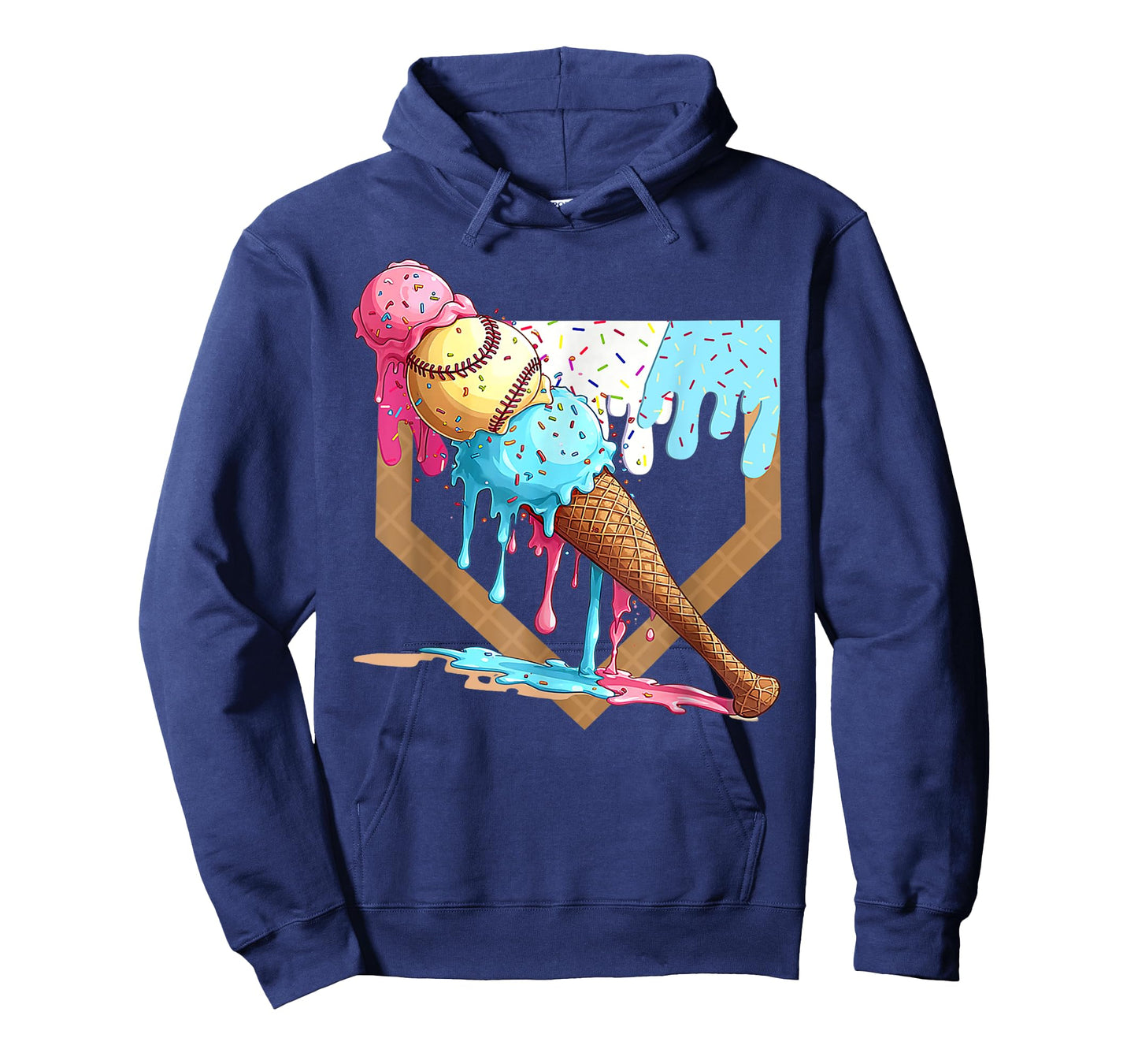 Baseball Drip for Boys Home Plate Ice Cream Drip Youth Sport T-Shirt