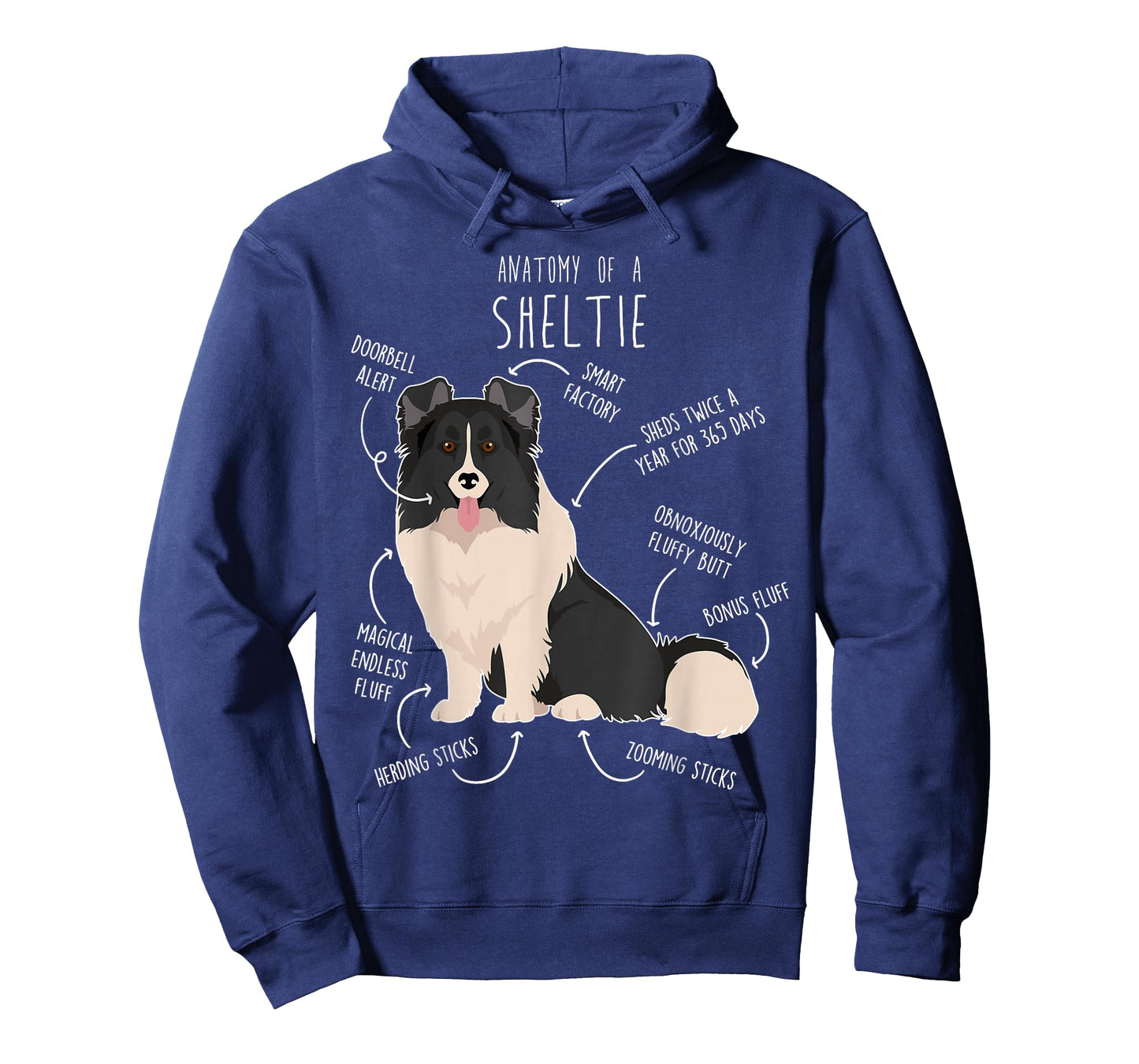 Bi Black Sheltie Shetland Sheepdog Anatomy, Funny Cute Pet Men Women Girls Kids T-Shirt