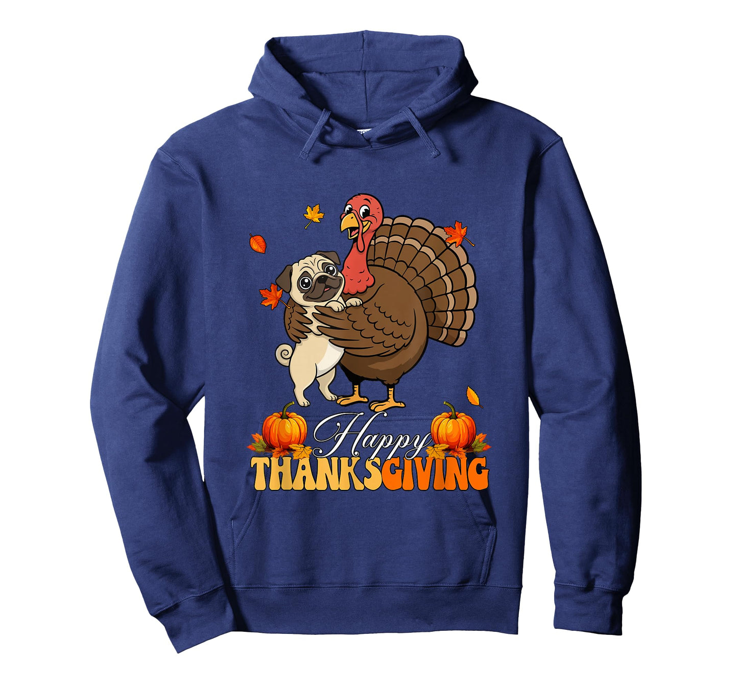 Happy Thanksgiving Turkey Hugging Pug Owner Farmer Kids T-Shirt