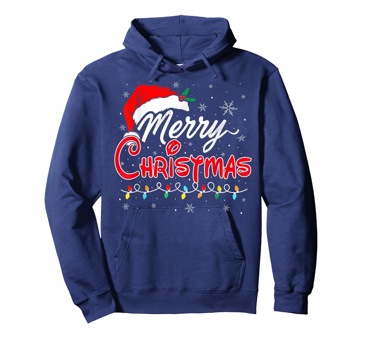 Merry Christmas Lights Santa Hat Xmas Family Matching Pajama T-Shirt