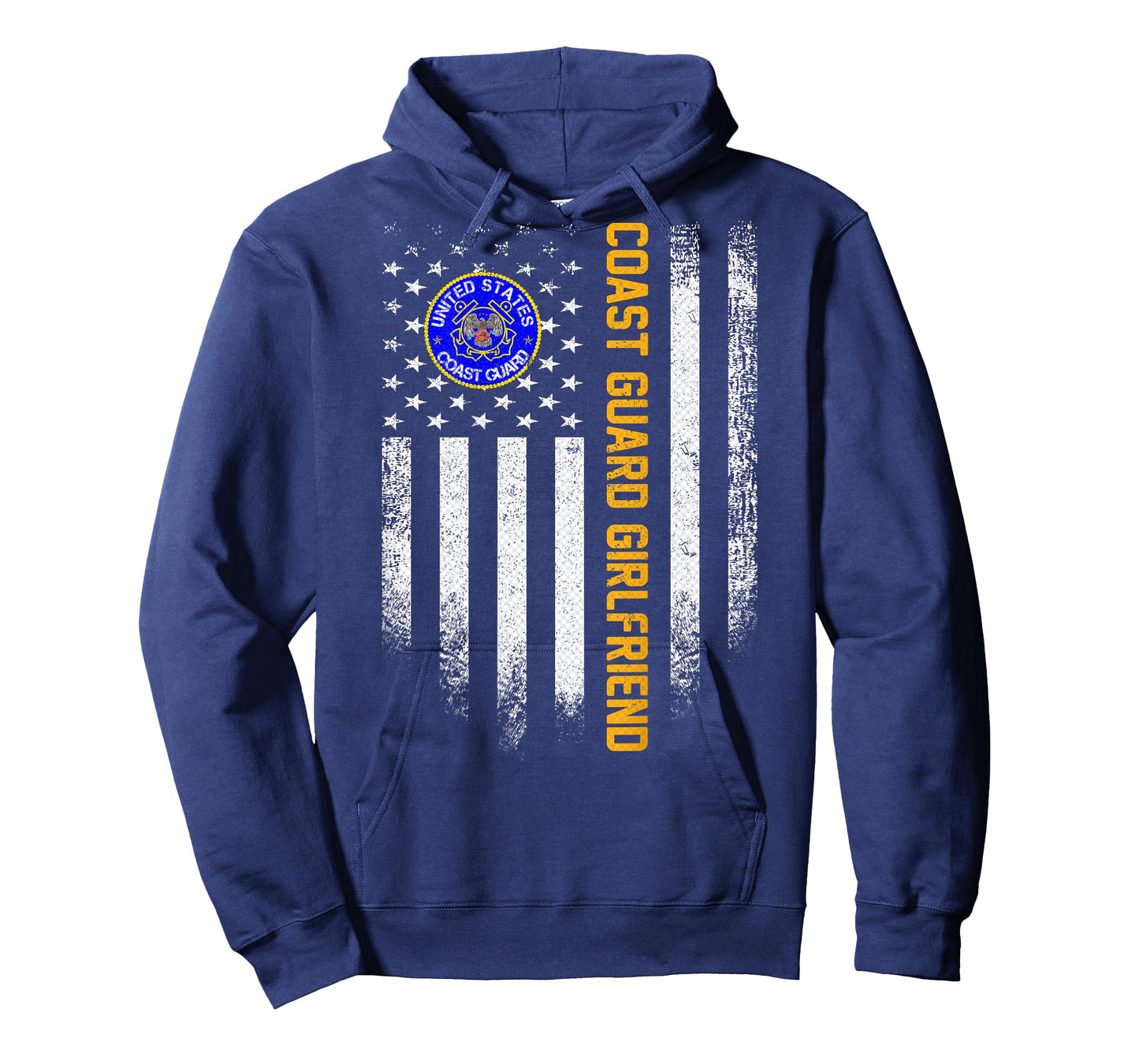 Vintage American Flag Proud Coast Guard Veteran Girlfriend T-Shirt