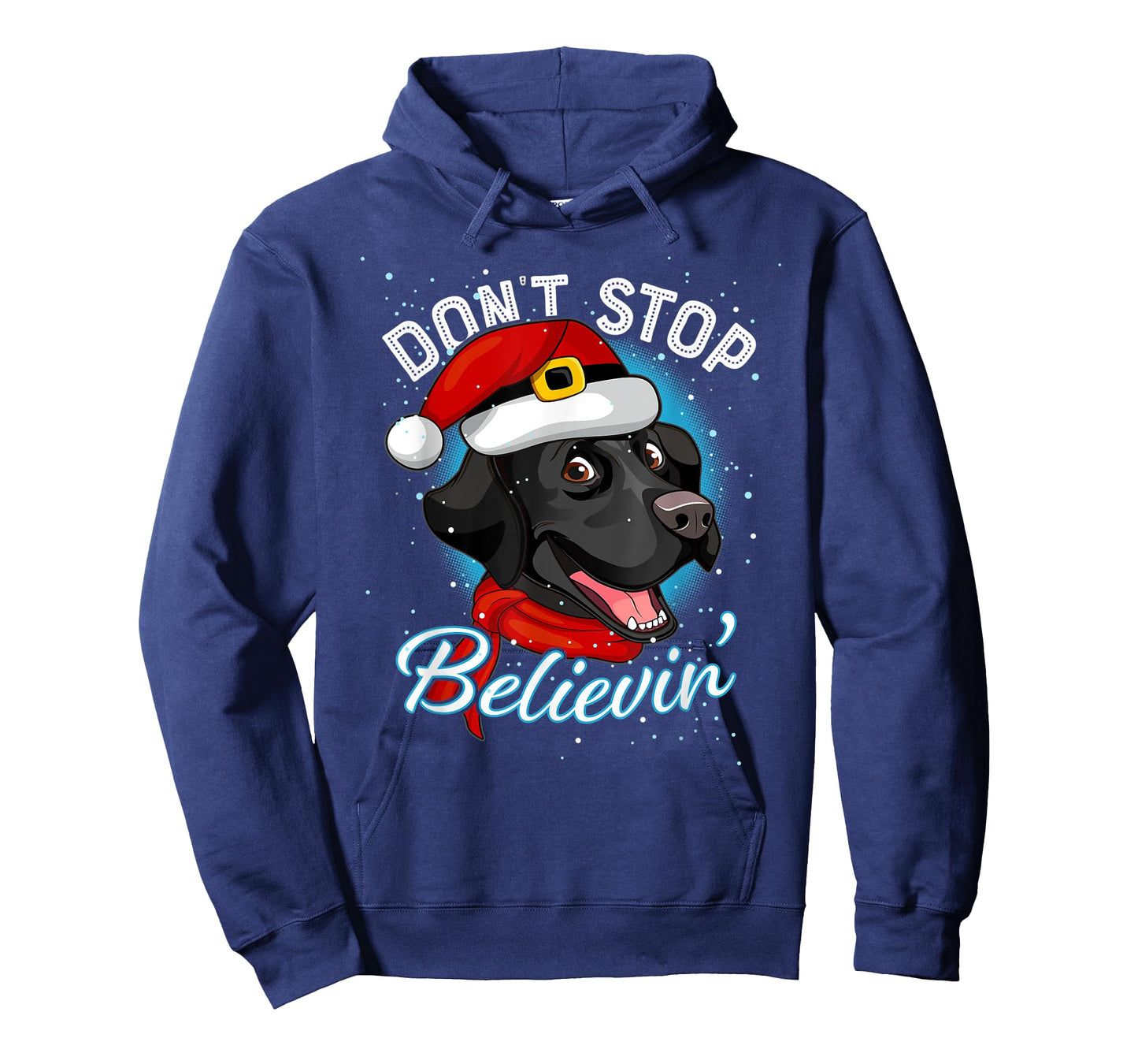 Don't Stop Believin Black Lab Santa Dog Lover Gift Christmas T-Shirt