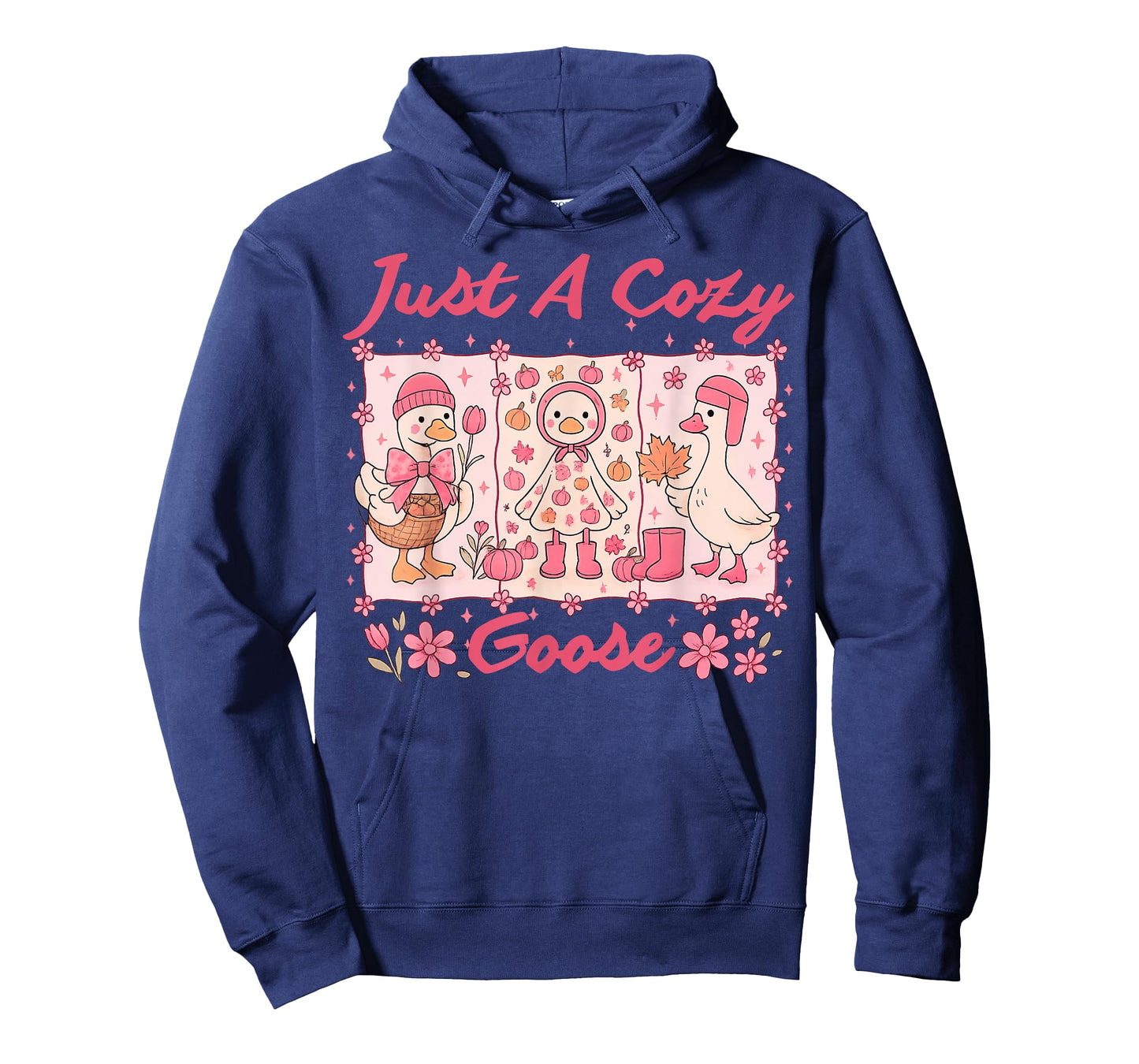 Just A Cozy Goose Funny Meme Thanksgiving Autumn Fall Leaves T-Shirt