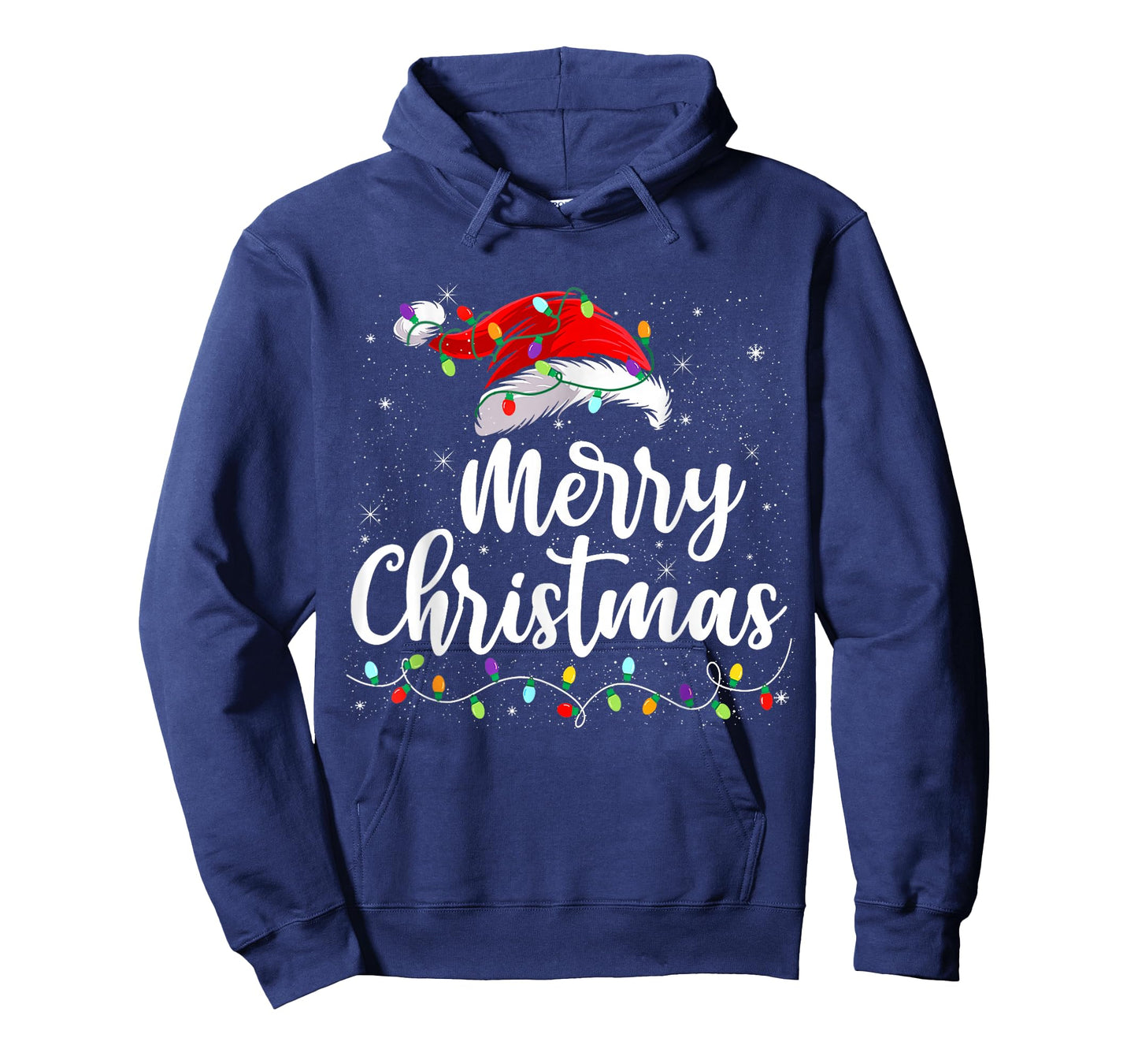 Merry Christmas Lights Santa Hat Xmas Family Matching Pajama T-Shirt