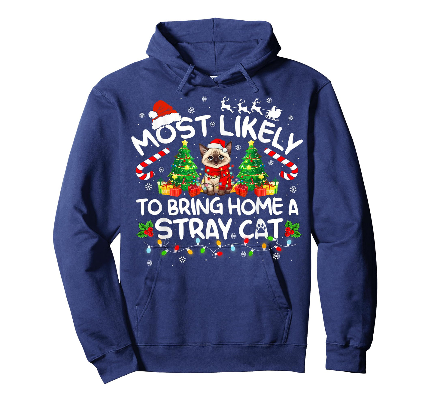 Most Likely To Bring Home A Stray Cat Matching Christmas T-Shirt for Men Women Kids