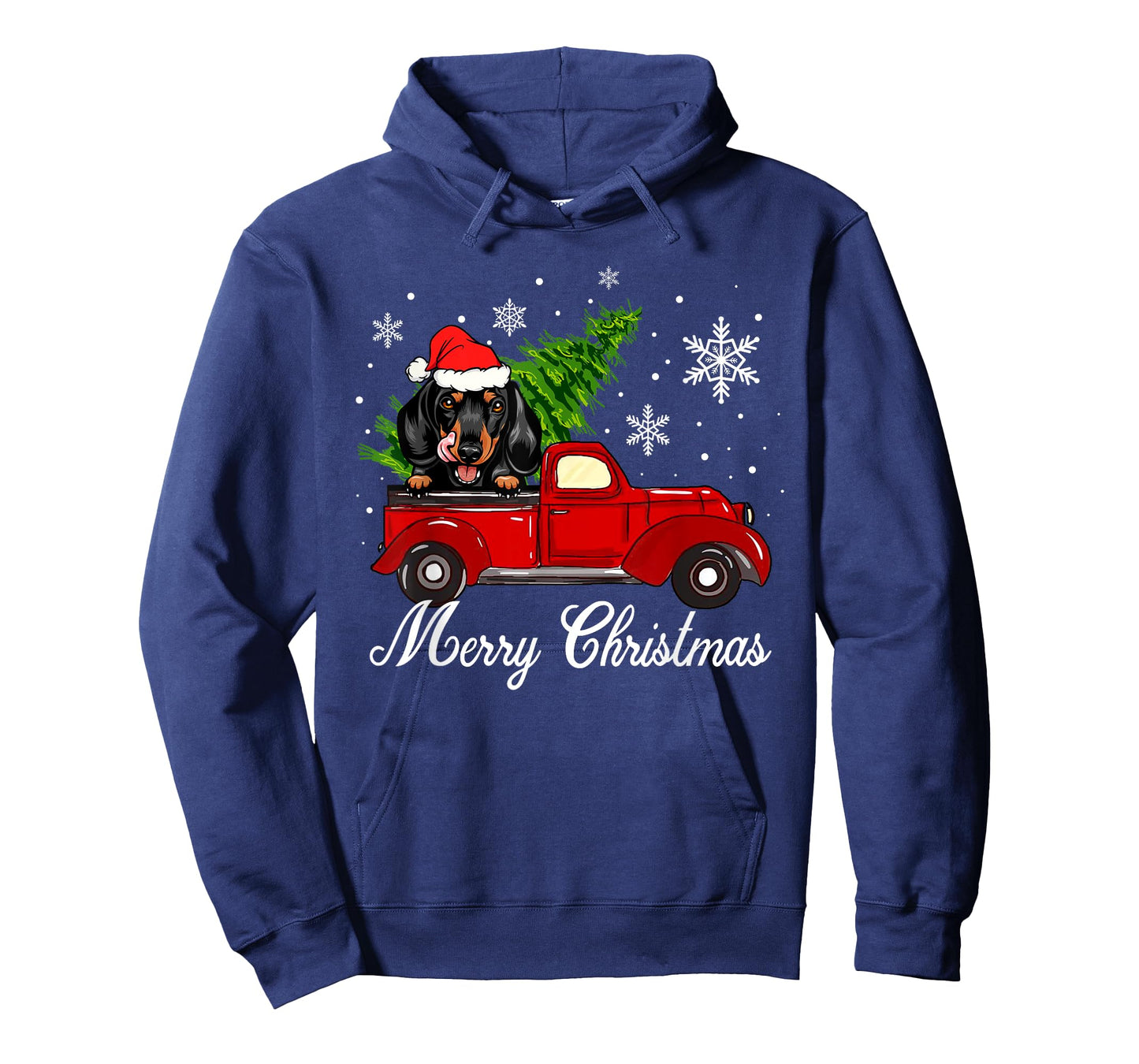 Dachshund Dog Riding Red Truck Christmas Decorations Pajama T-Shirt