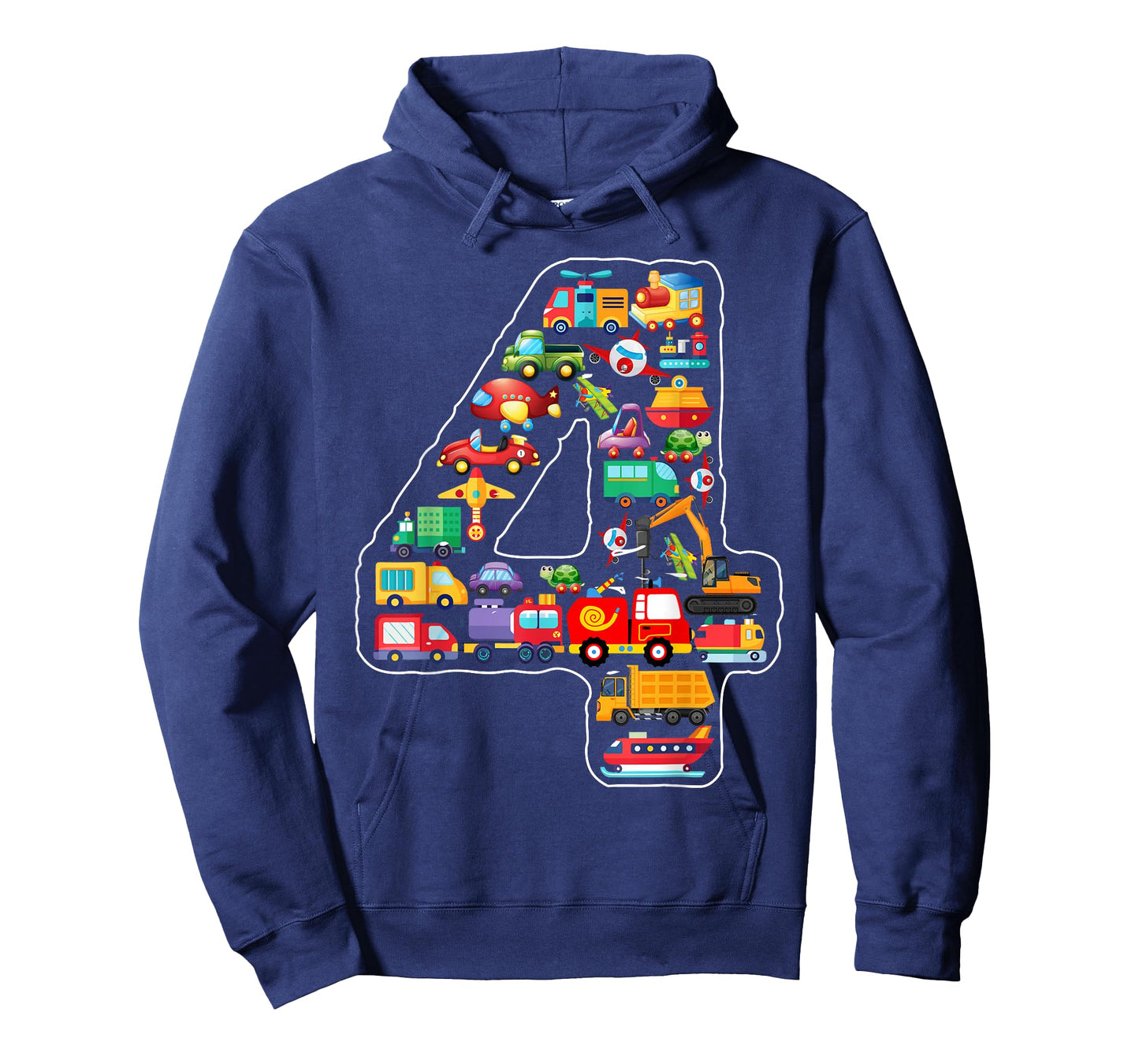 Kids 4th Birthday For Boys Cars Vehicles Fire Truck Airplane T-Shirt