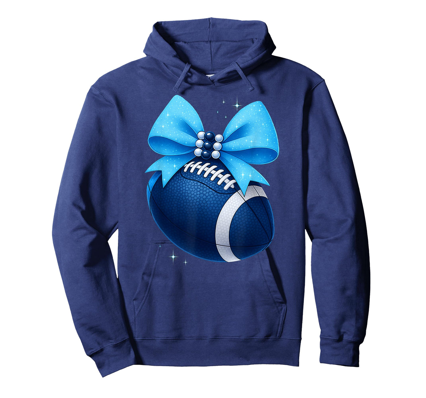 Blue & White Sparkle Football Game Day Spirit T-Shirt