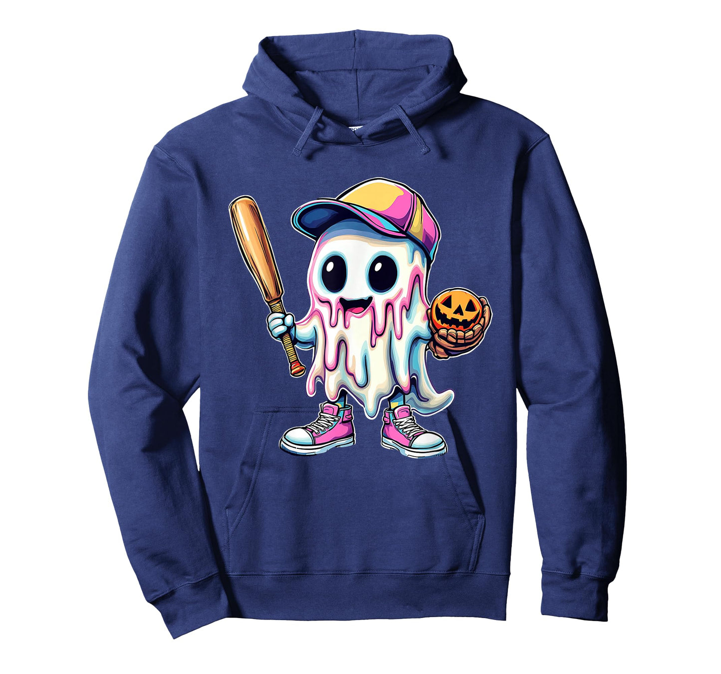 Ice Cream Drip Ghost Baseball Graphic Funny Halloween Boys T-Shirt