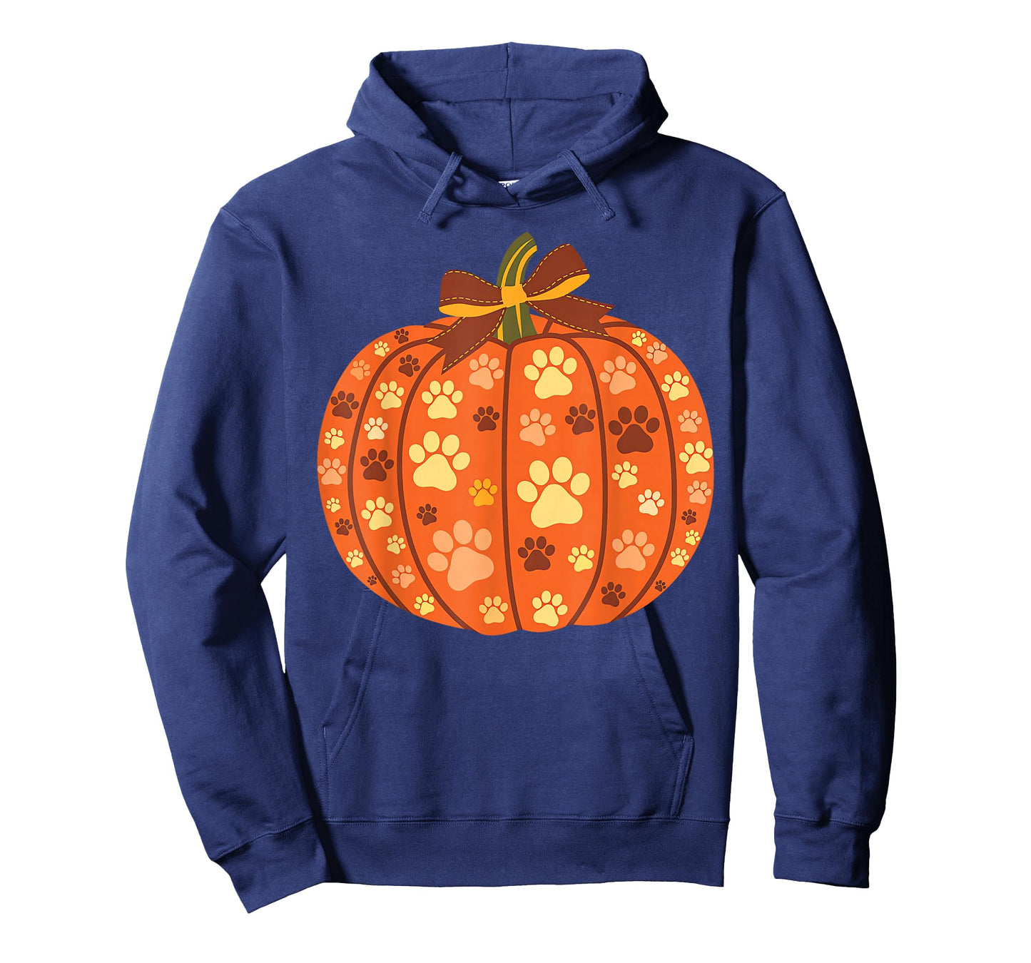 Dog Paw Print Pumpkin Bow Autumn Fall Halloween Animal Lover T-Shirt