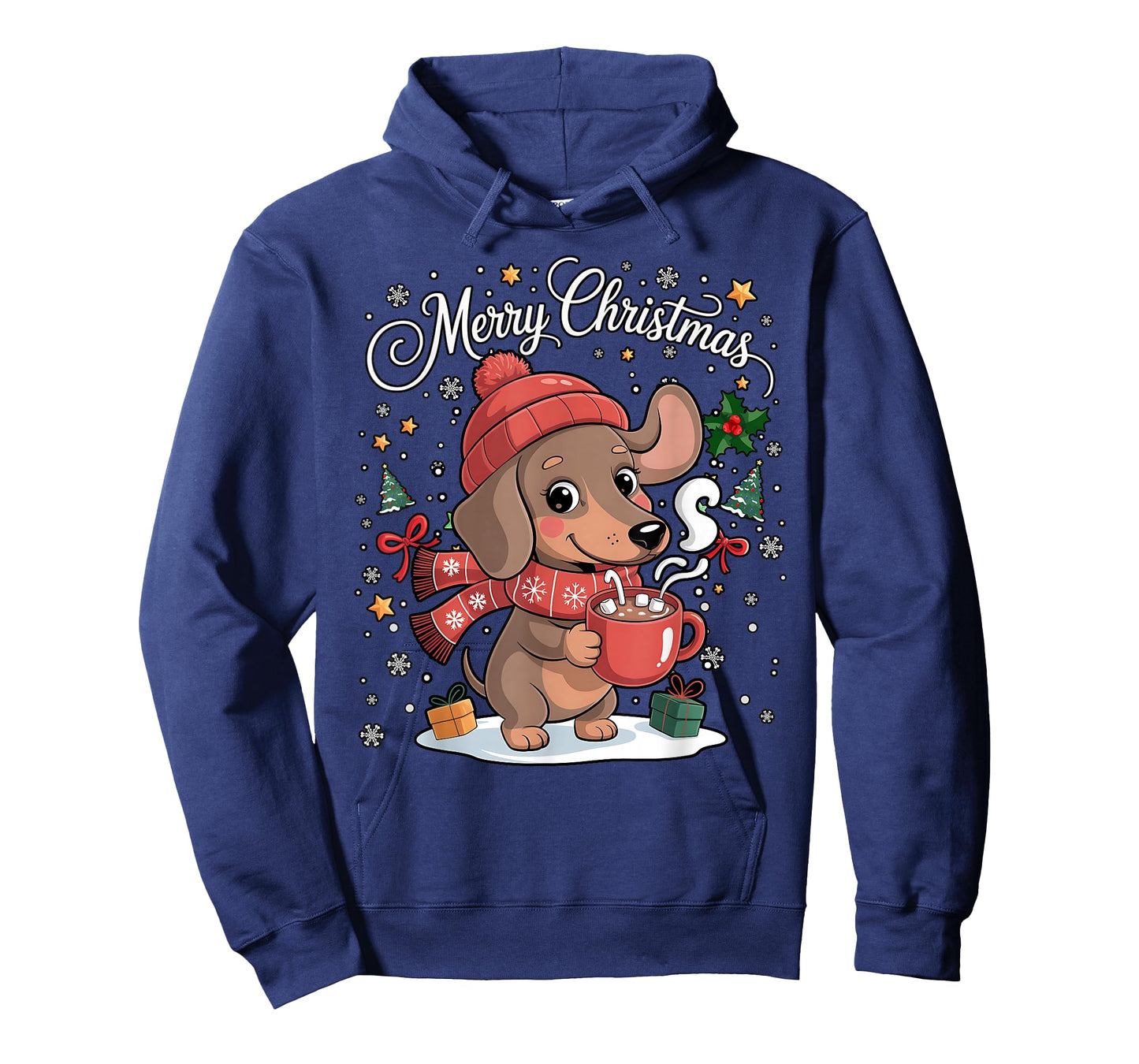 Cute Dachshund Dog Drink Hot Cocoa Christmas Xmas Women Men T-Shirt