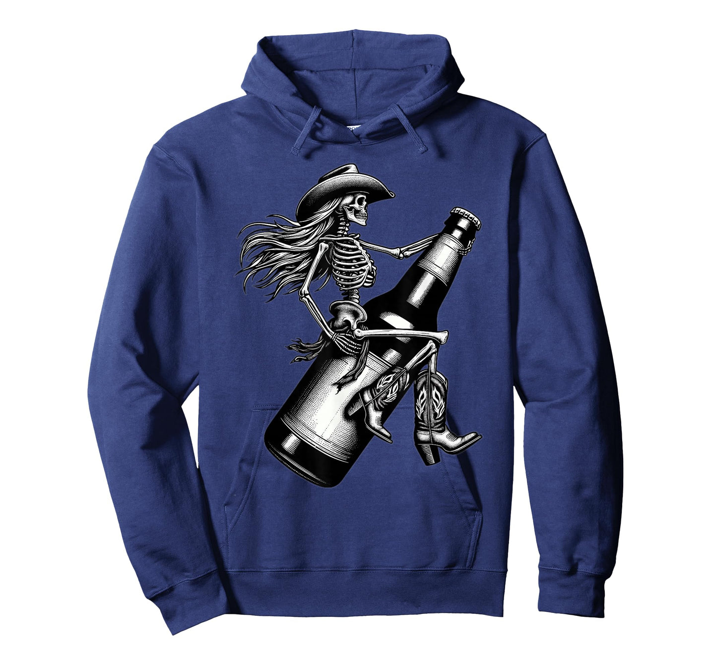 Skeleton Gothic Cowgirl Cowboy Hat Rodeo Beer Western Skull T-Shirt