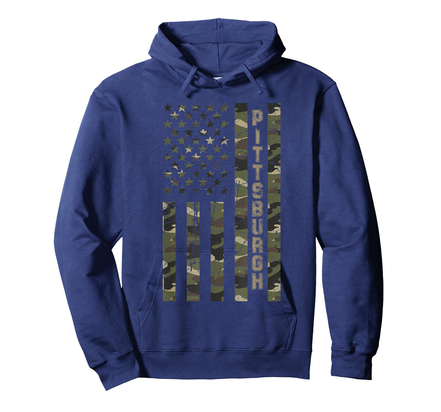 Pittsburgh United States Distressed Camo w US Flag T-Shirt