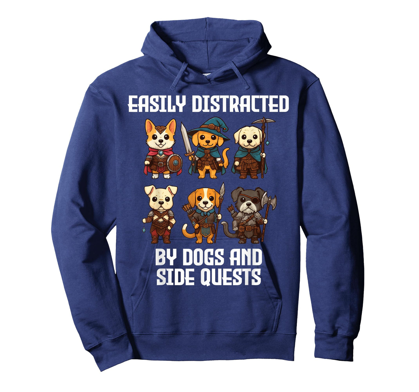 Easily Distracted by Dogs and Side Quests Funny Gamer T-Shirt