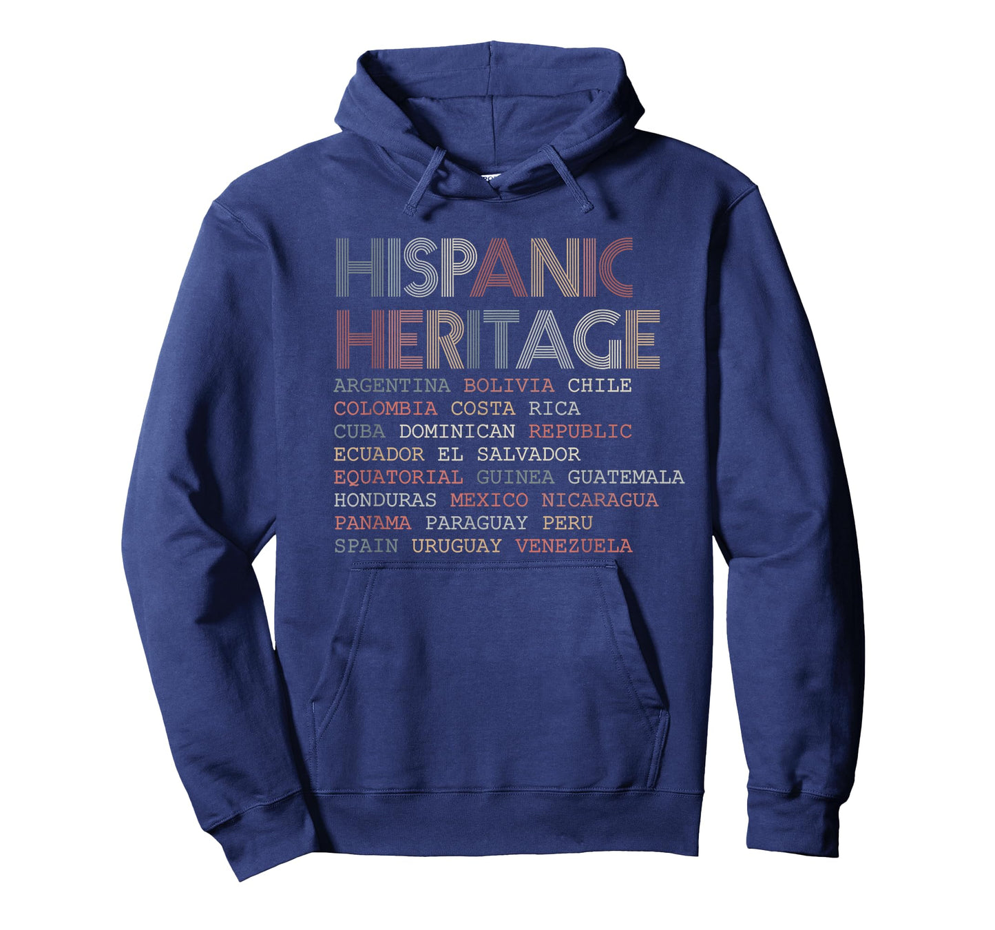 Hispanic Heritage Countries Nation Names Typography T-Shirt