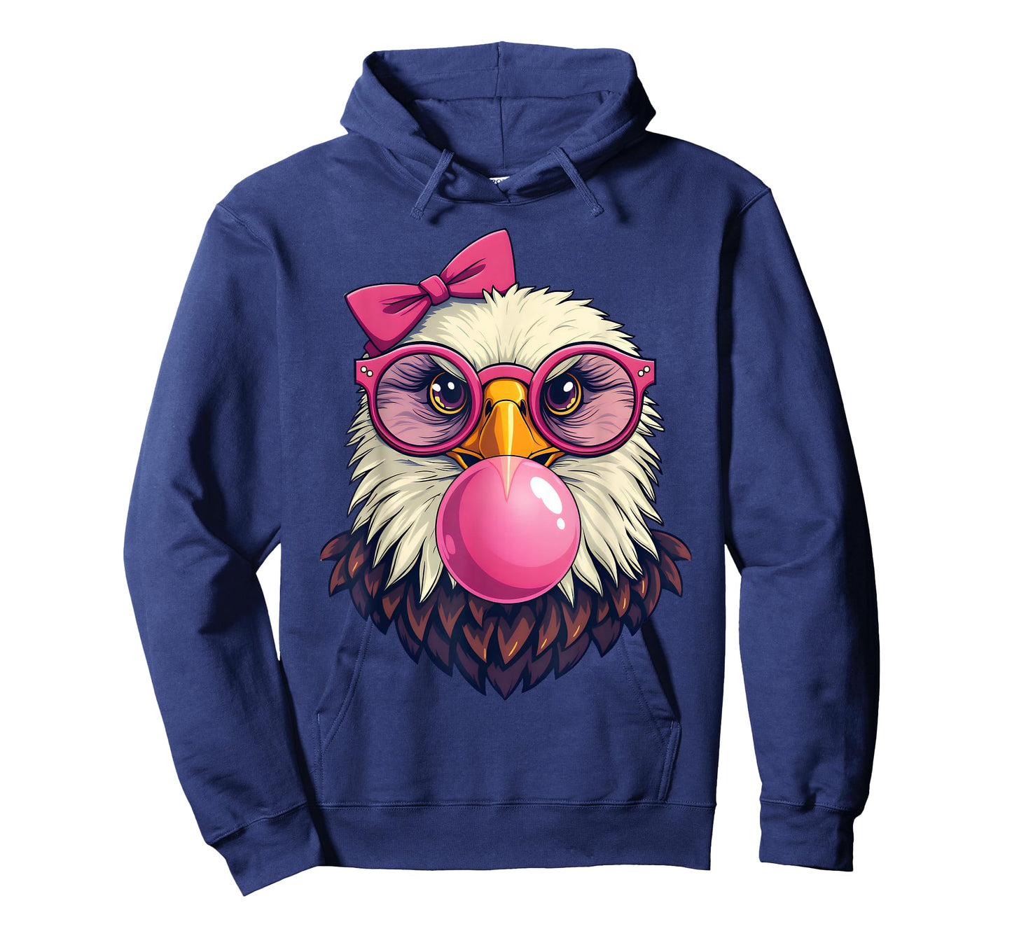Cute Girl Bald Eagle Glasses Pink Bow Bubble Gum Eagle Lover T-Shirt
