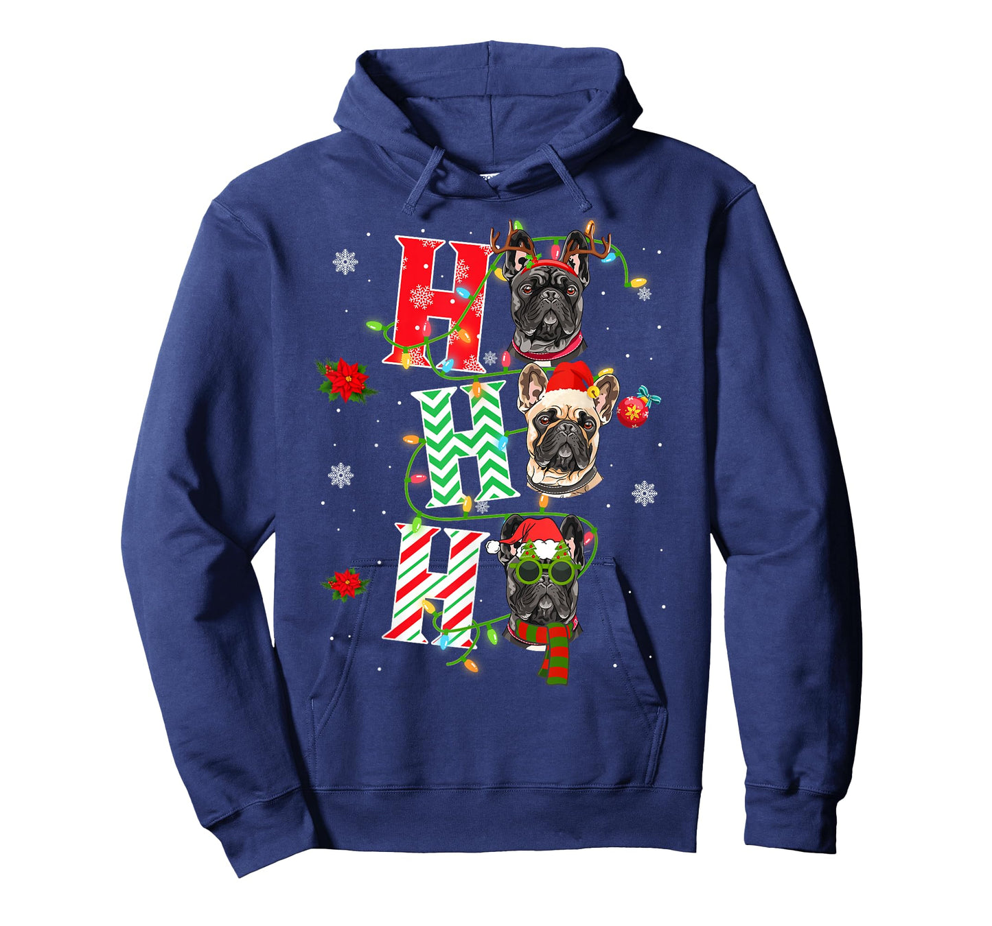 Christmas Ho Ho Ho French Bulldog Dog Funny Xmas Dog T-Shirt for Men Women Kids
