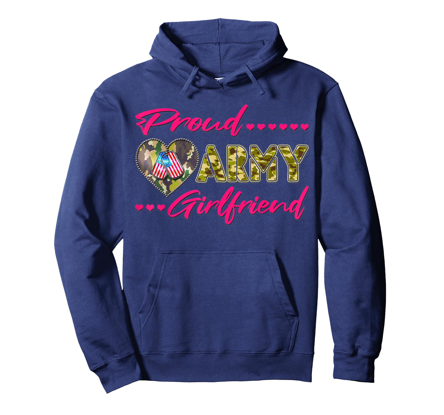 Proud Army Girlfriend - US Flag Dog Tags Military Lover Gift T-Shirt