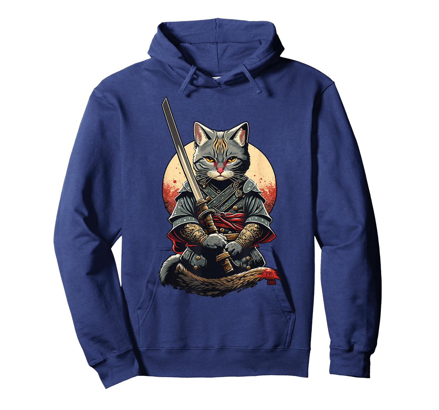 Retro Japanese Warrior Katana Ninja Cat, Samurai Kitten T-Shirt